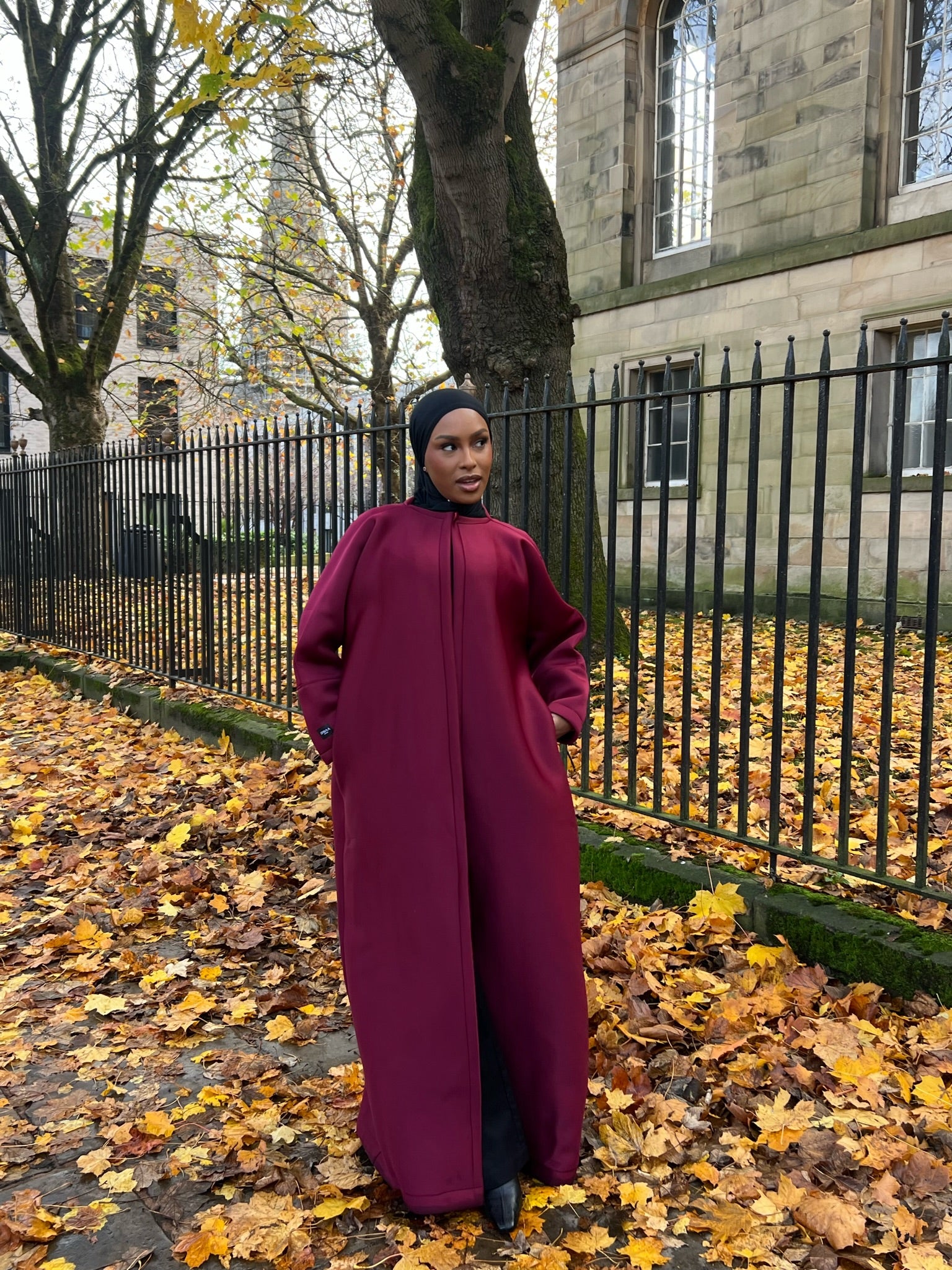 Maroon Neoprene Scuba Abaya