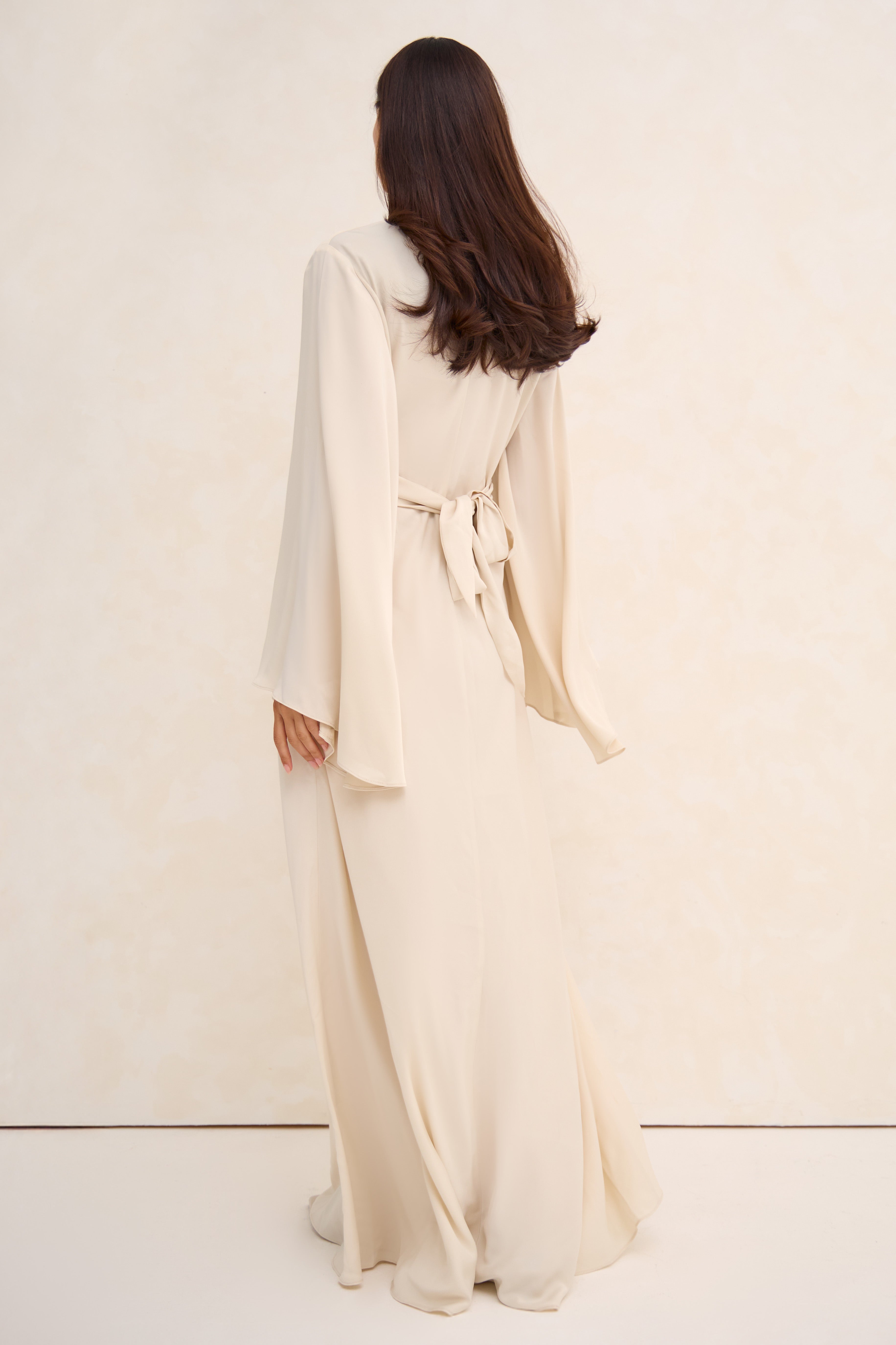 Off White Cowl Neck Satin Dress