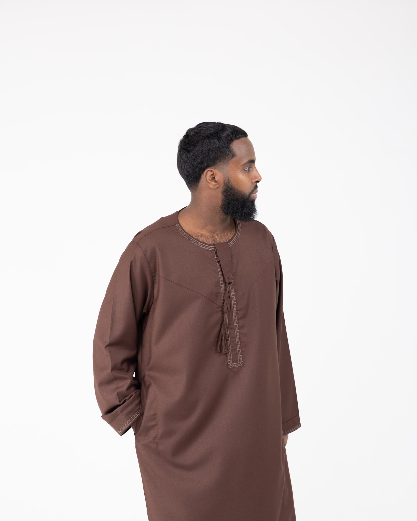 Brown Rayan Embroidered Thobe