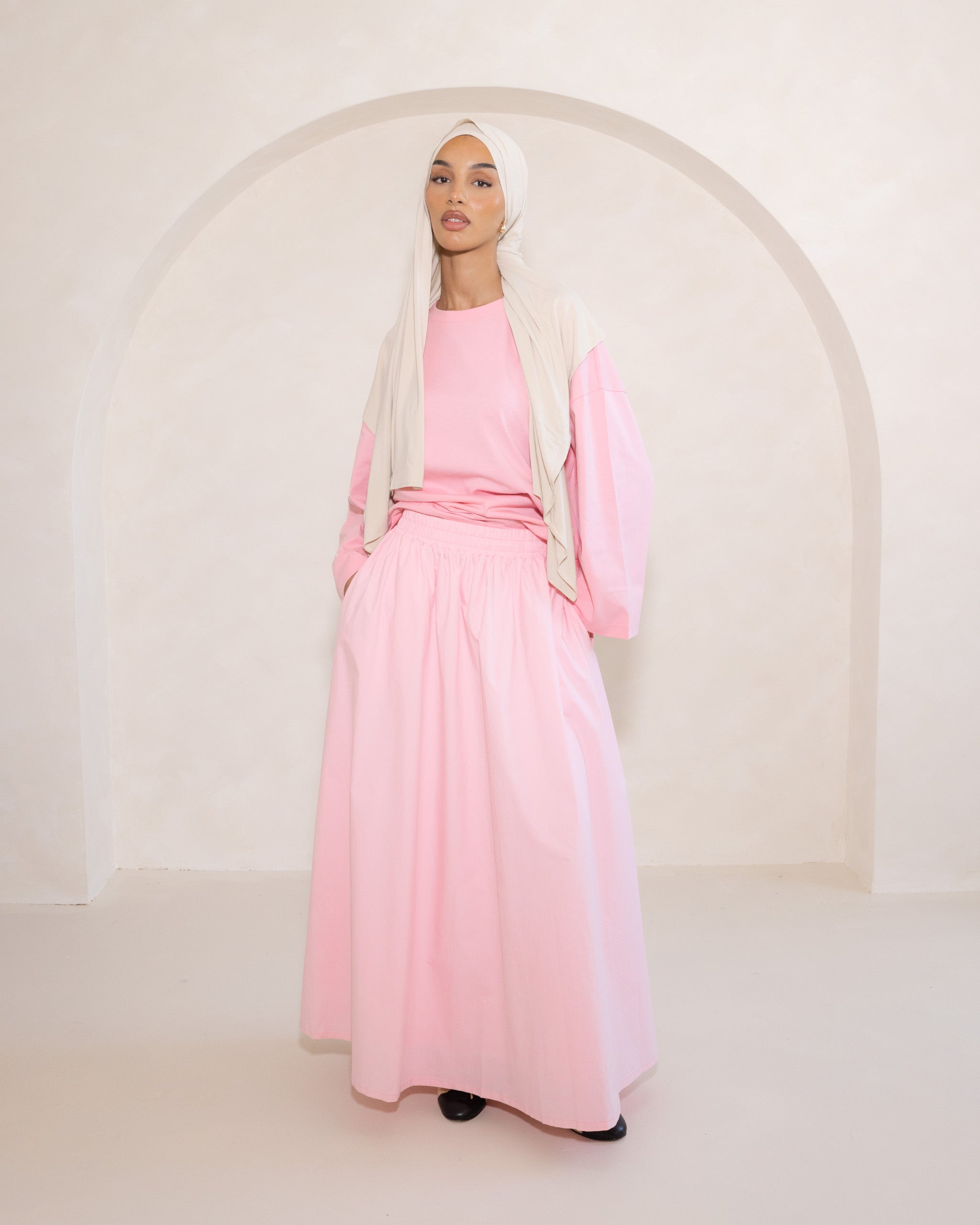Pink Cotton Oversized Tee