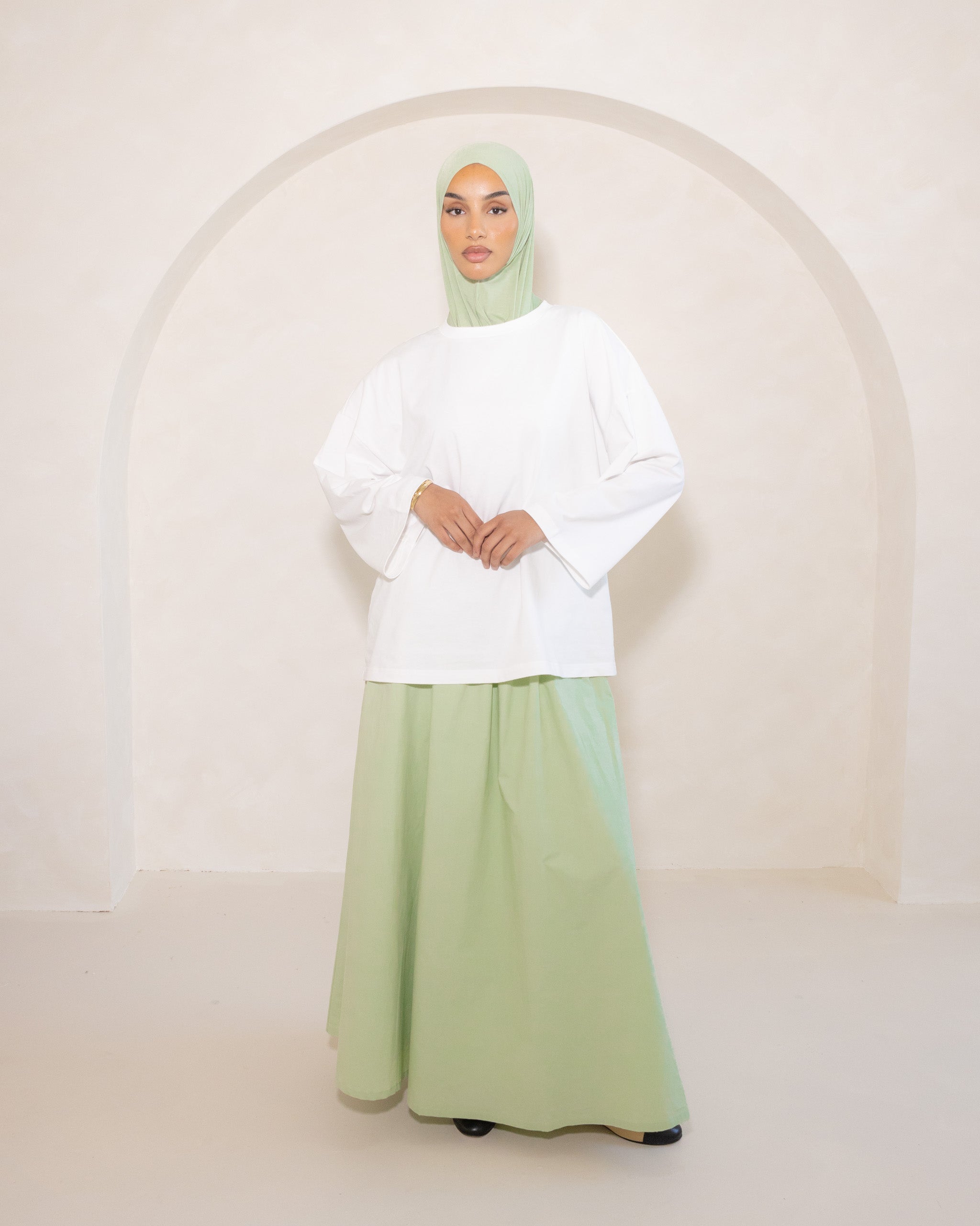 Mint Poplin Cotton Skirt