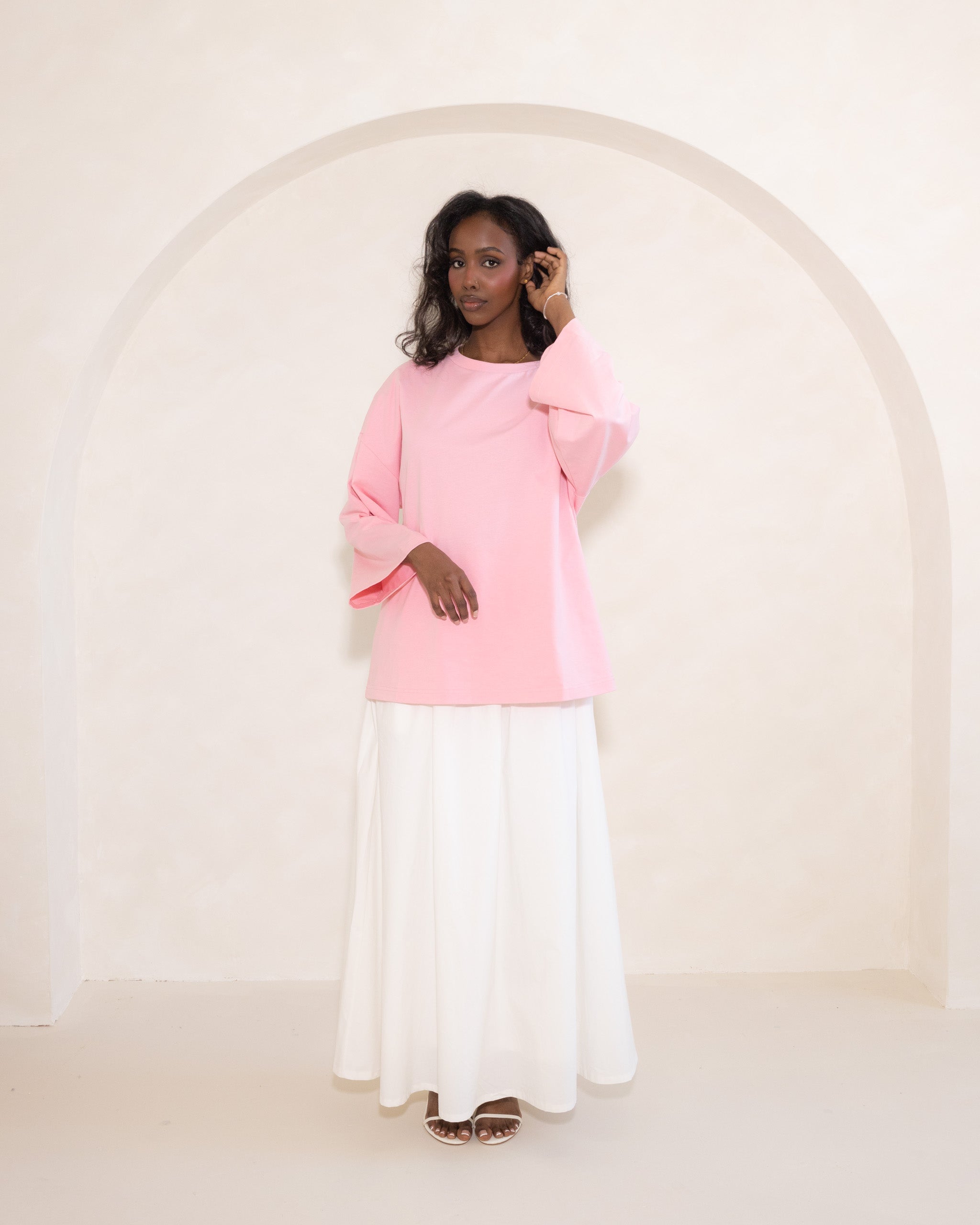 Pink Cotton Oversized Tee