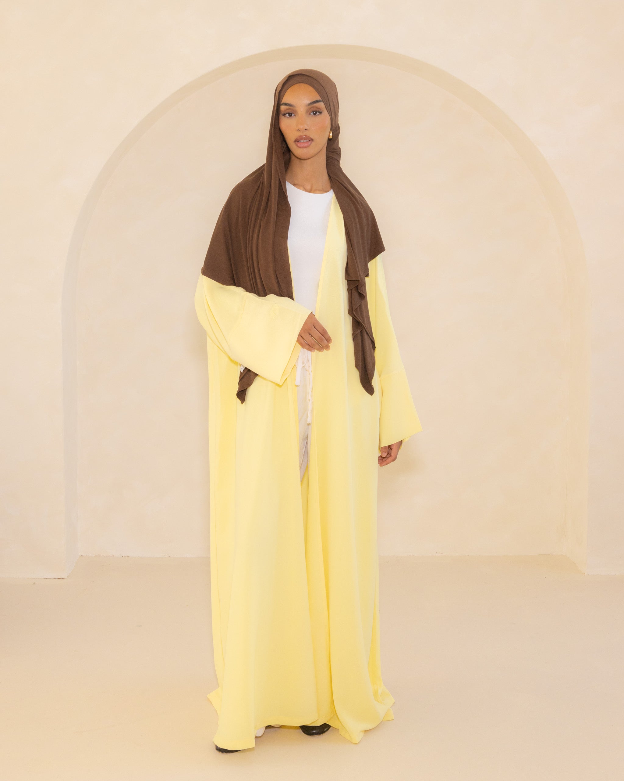 Butter Yellow Open Abaya