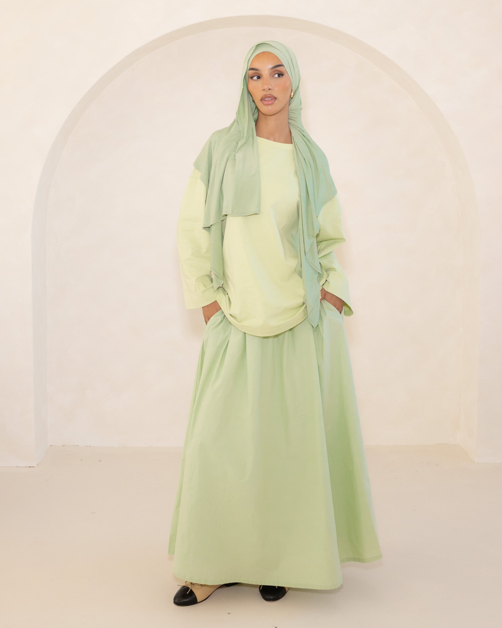 Mint Poplin Cotton Skirt