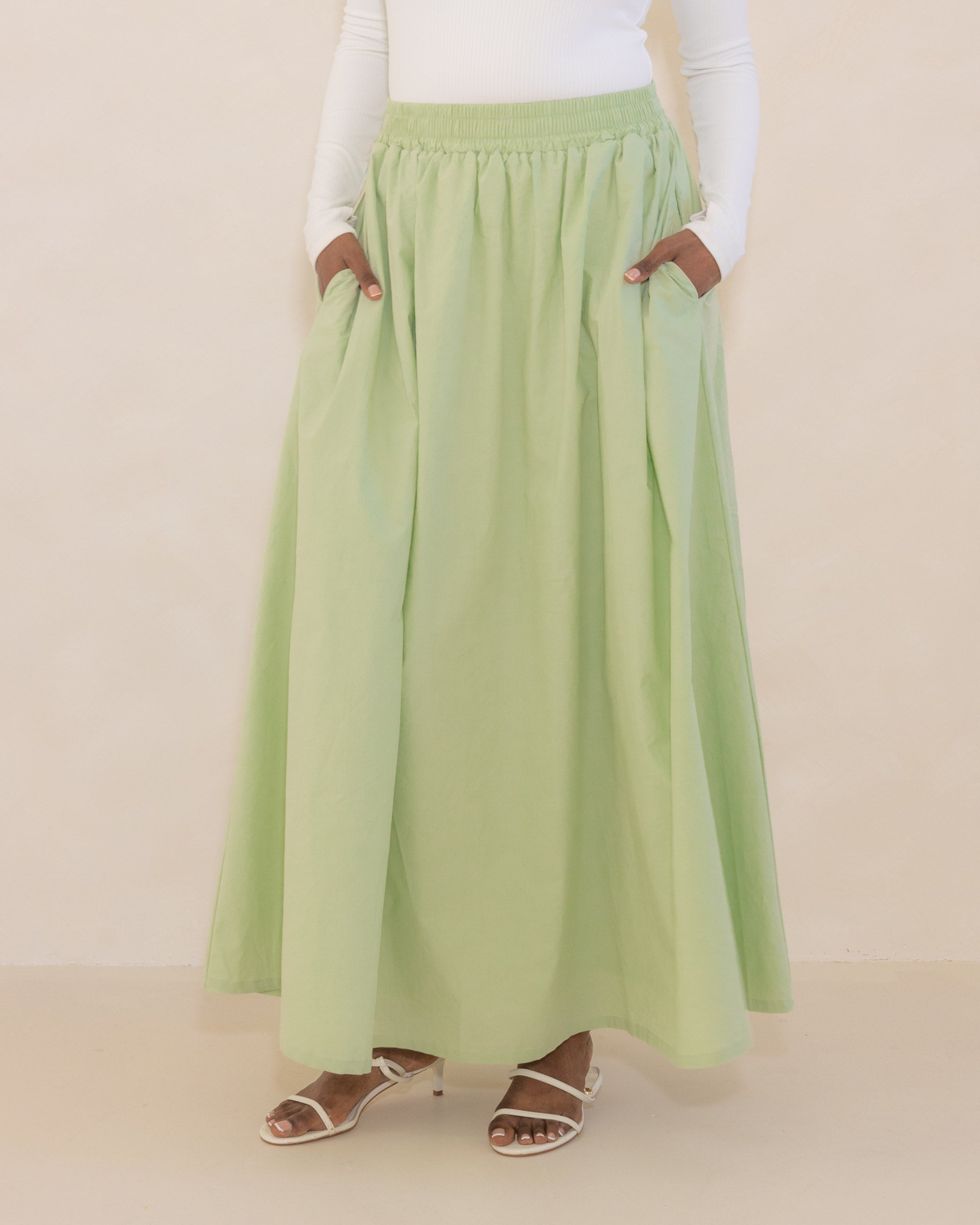 Mint Poplin Cotton Skirt