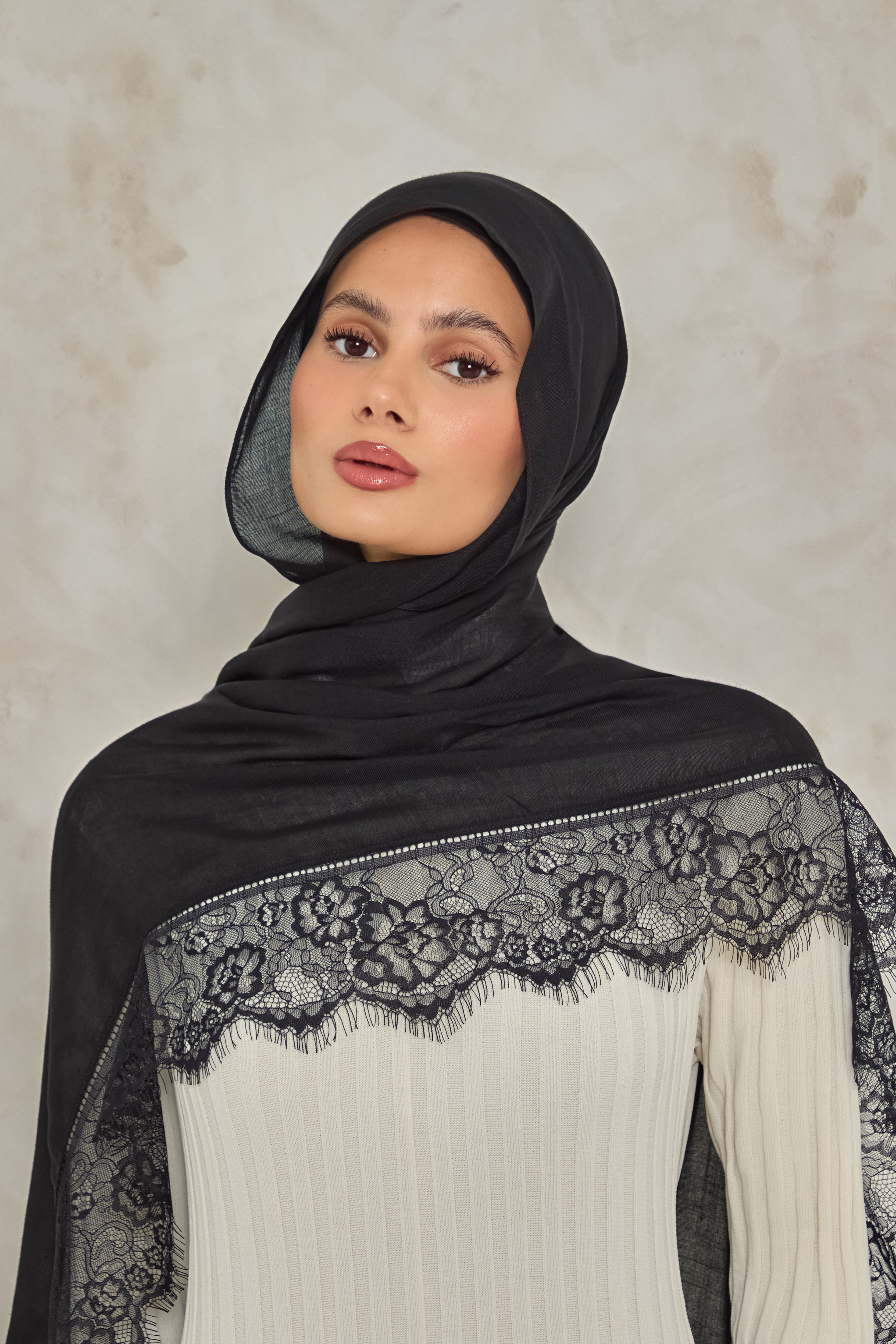 Black Lace Modal Hijab