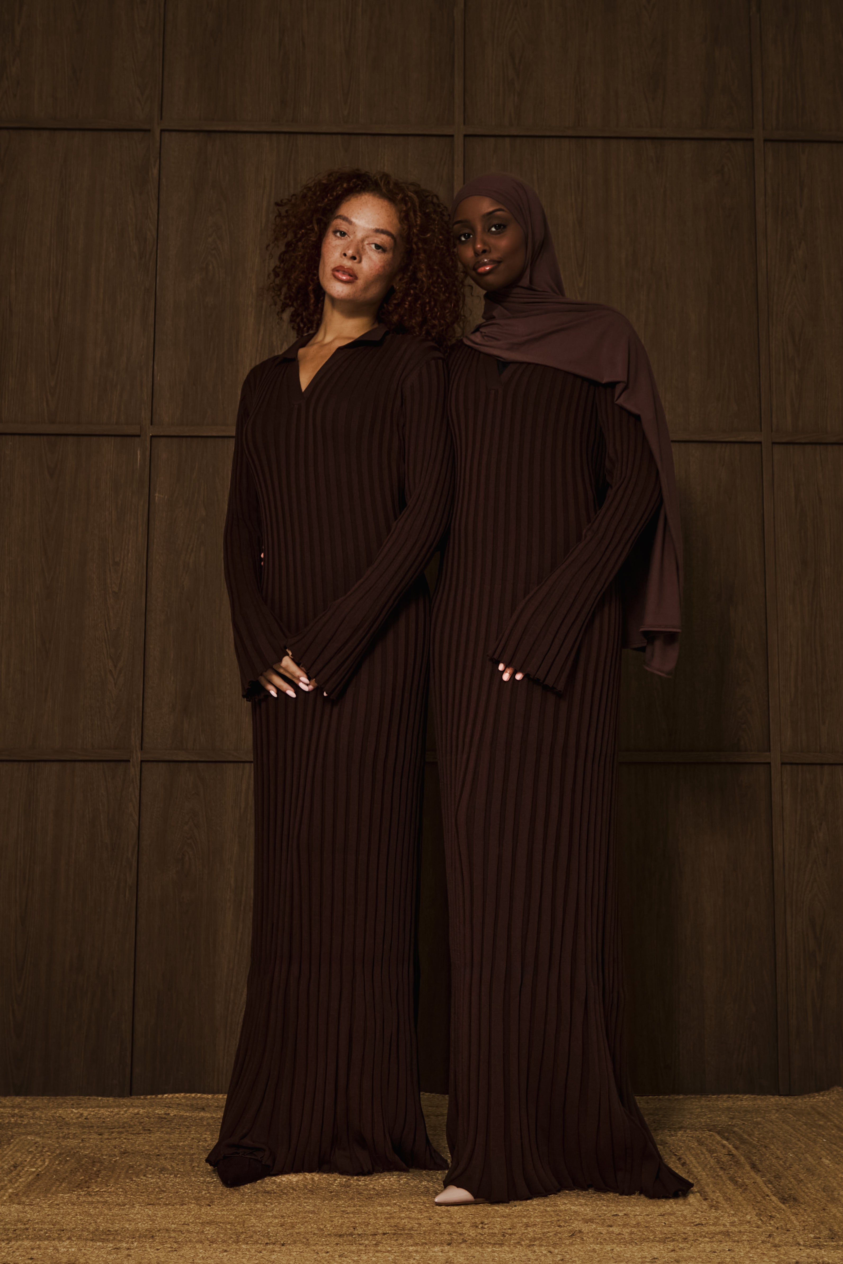 Dark Brown Knit Rib Dress