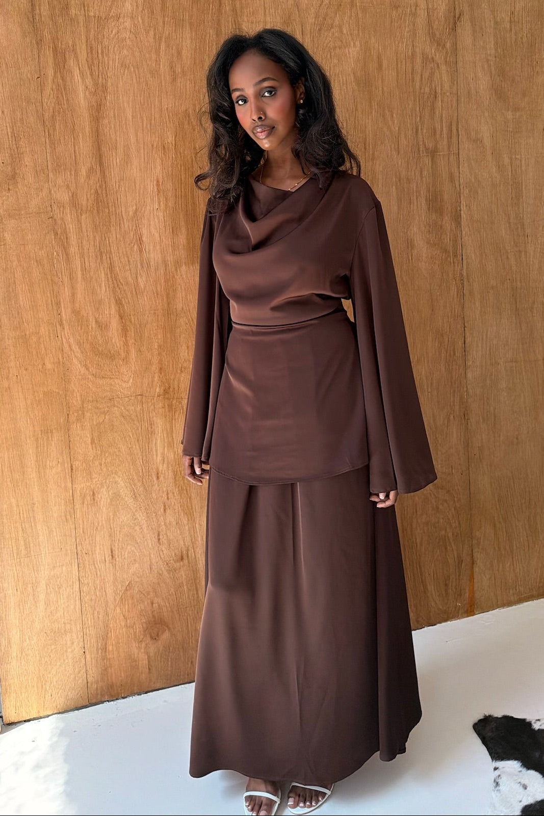 Espresso Satin Skirt