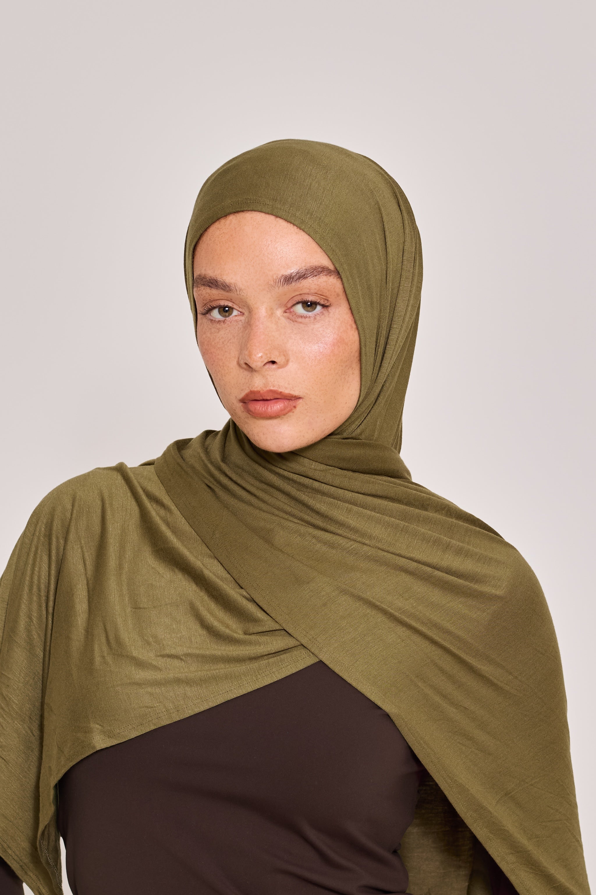 Khaki Cotton Jersey Hijab