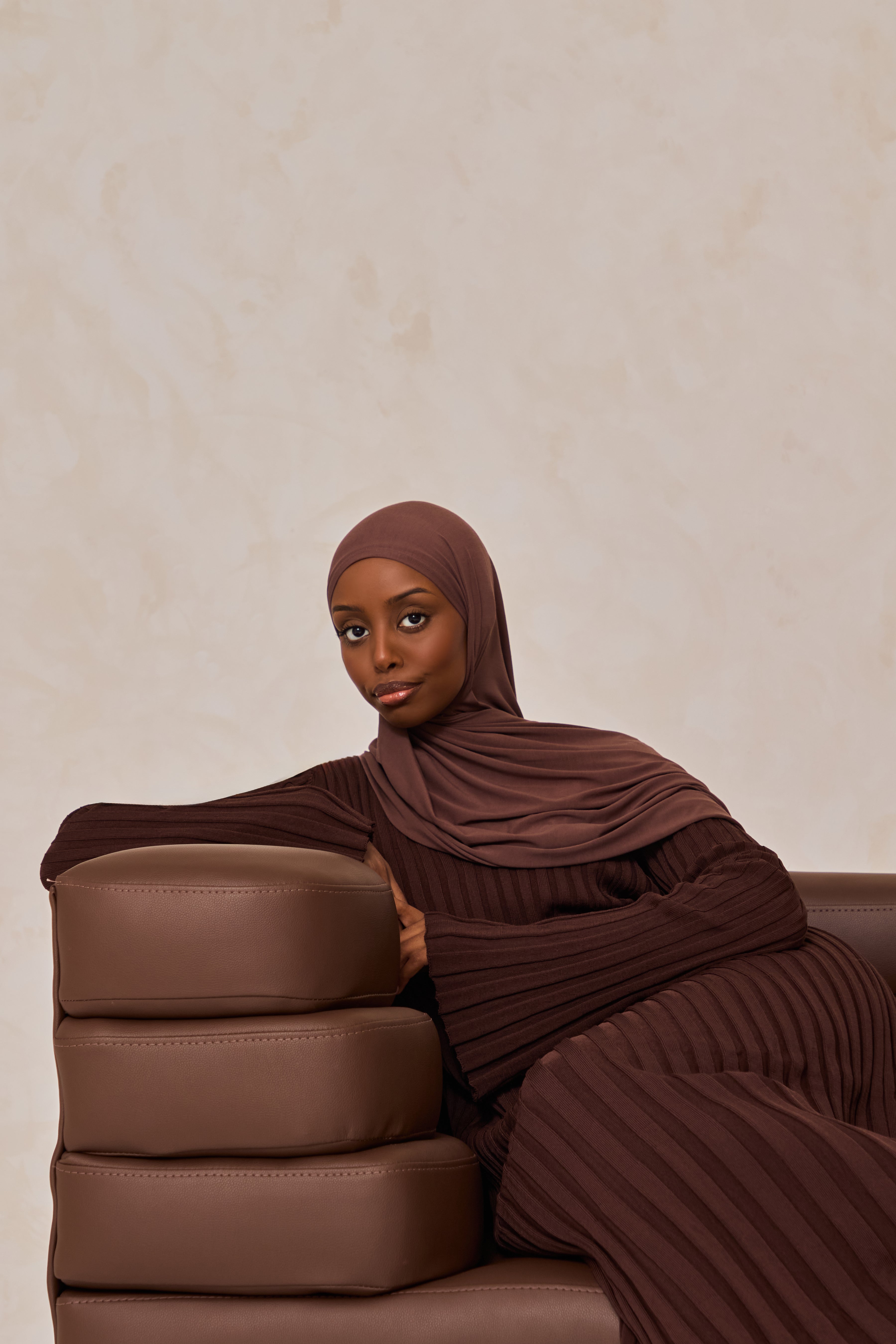 Dark Brown Knit Rib Dress