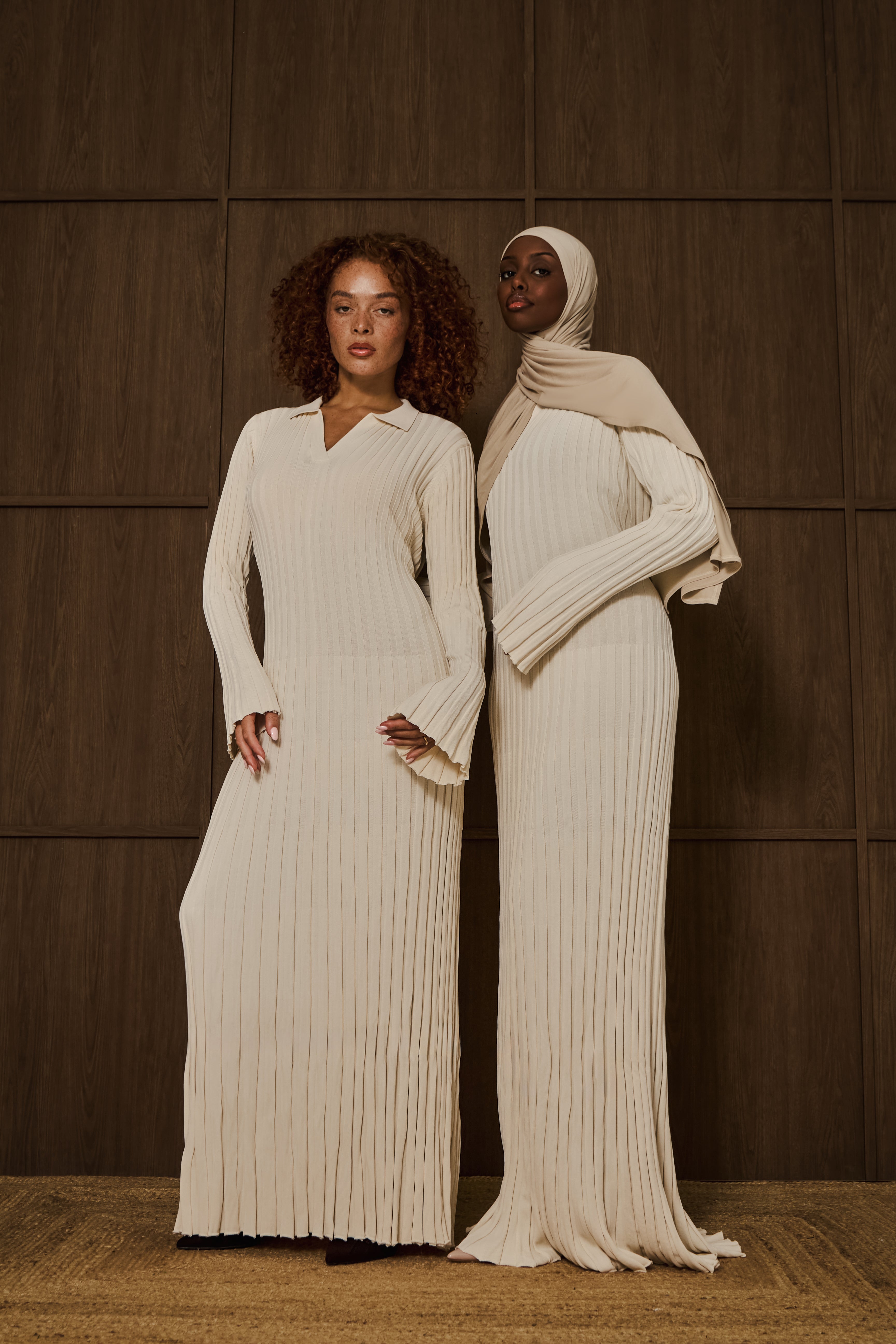 Creme Knit Rib Dress