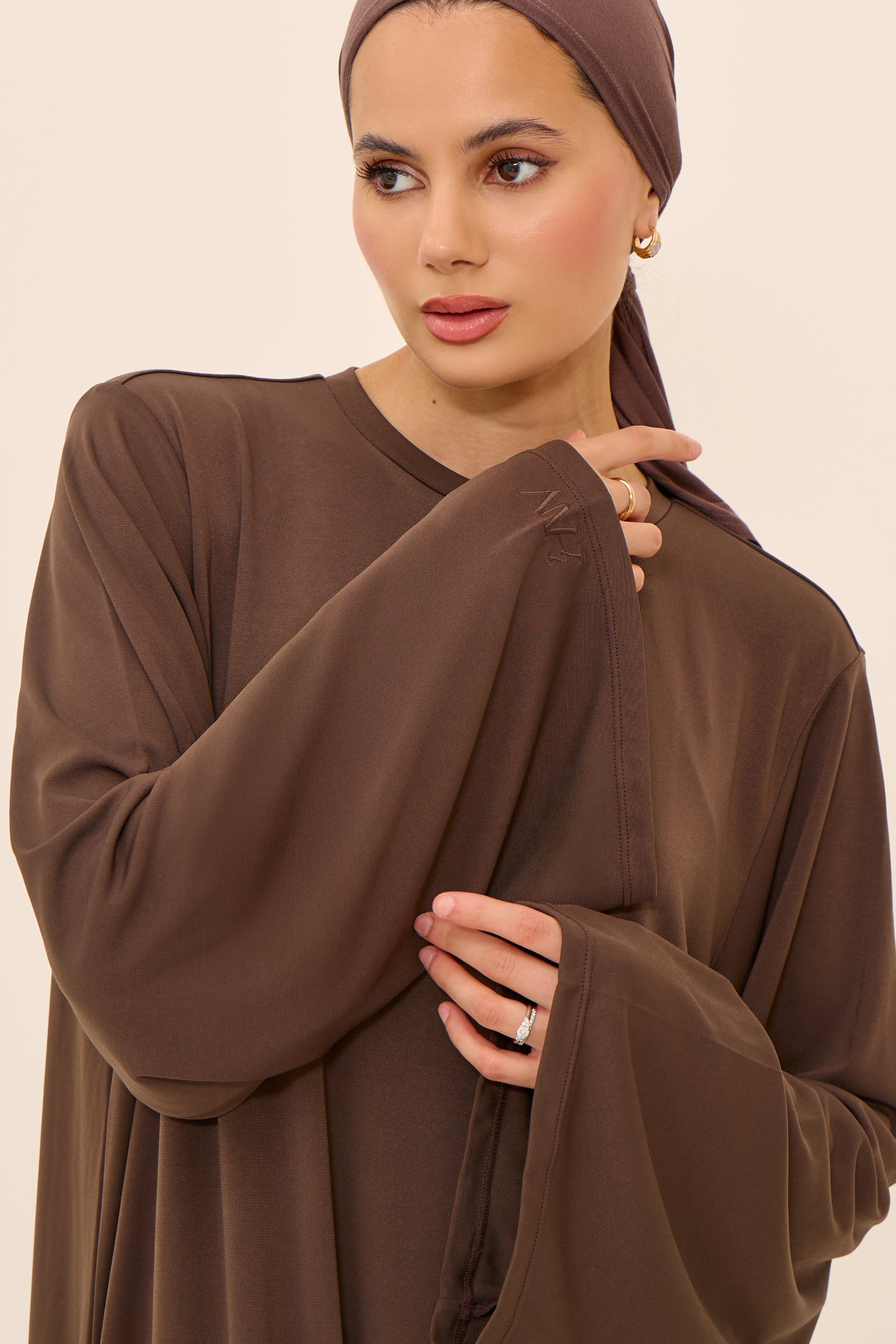 Brown Basic Jersey Abaya