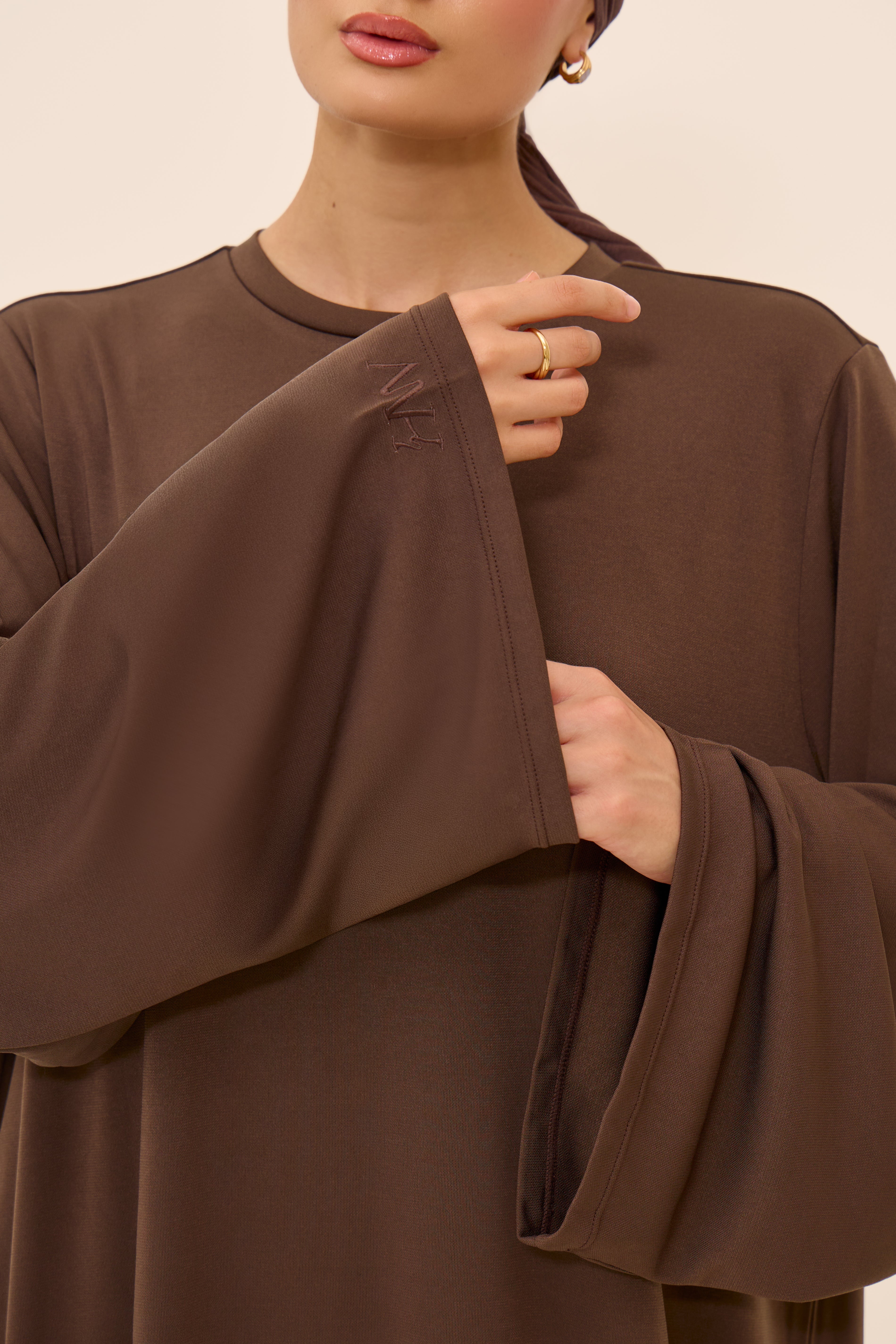 Brown Basic Jersey Abaya