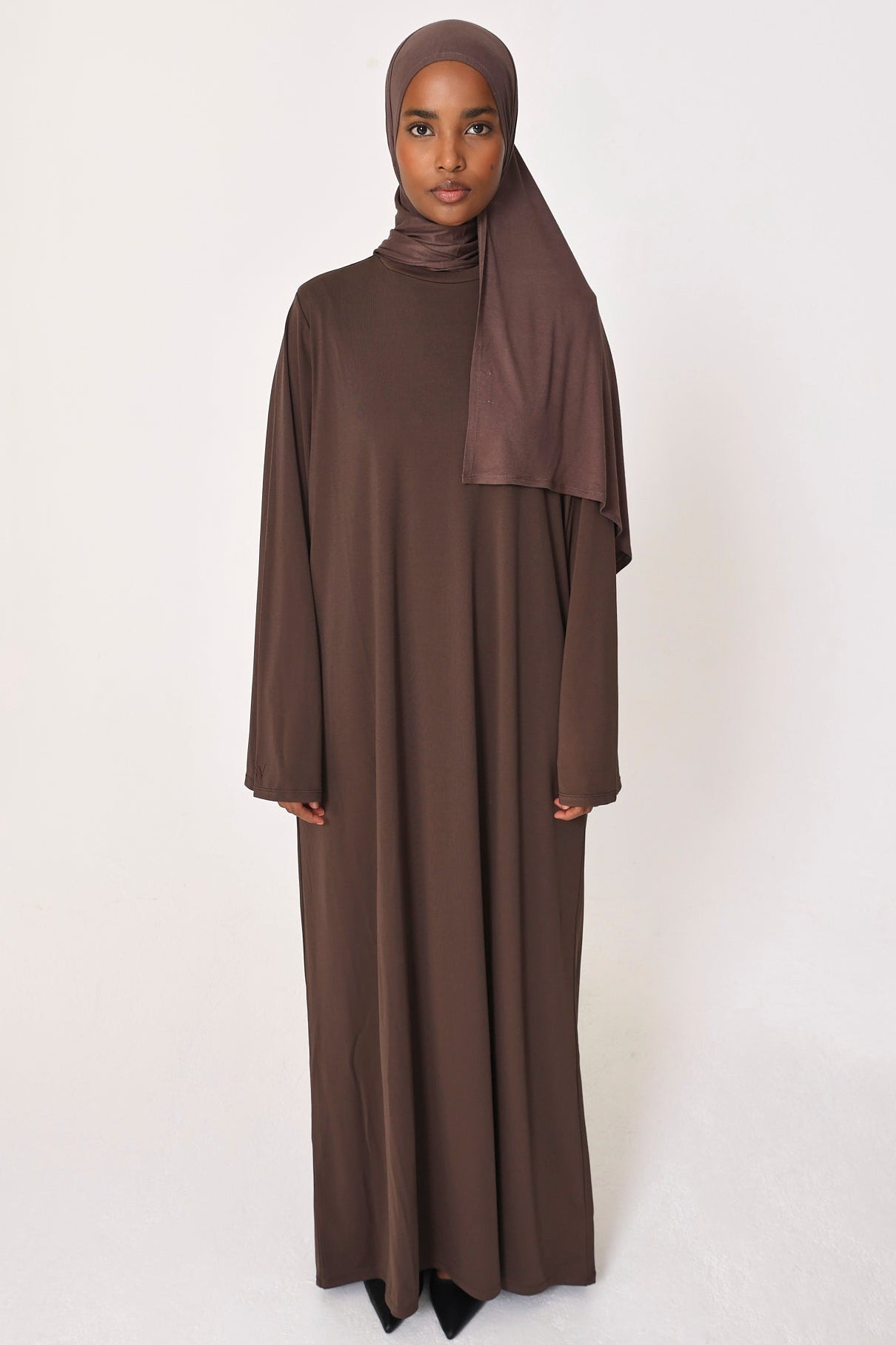 Brown Basic Jersey Abaya