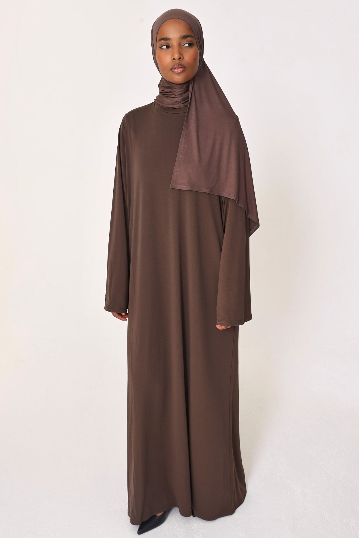 Brown Basic Jersey Abaya