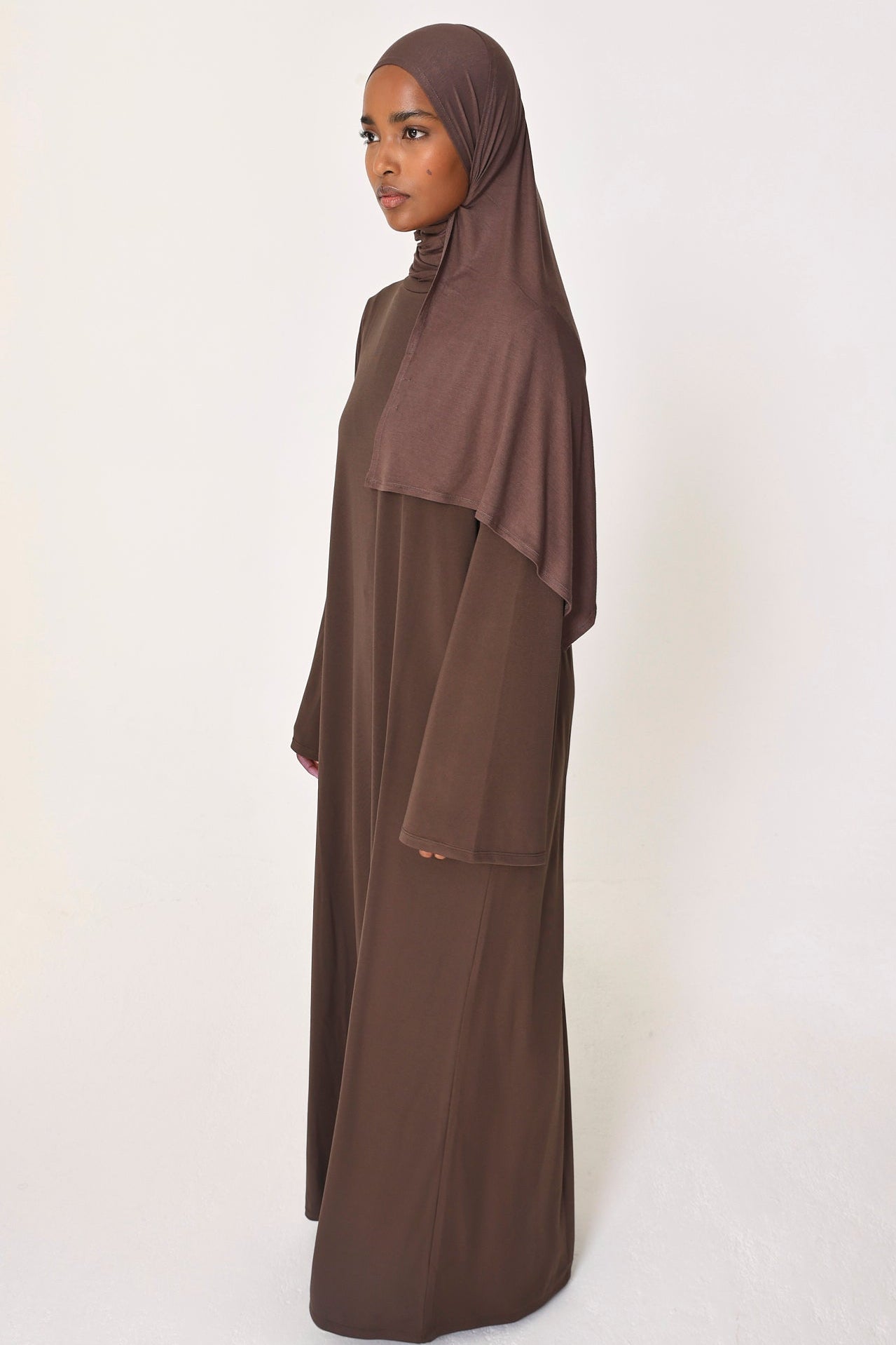 Brown Basic Jersey Abaya