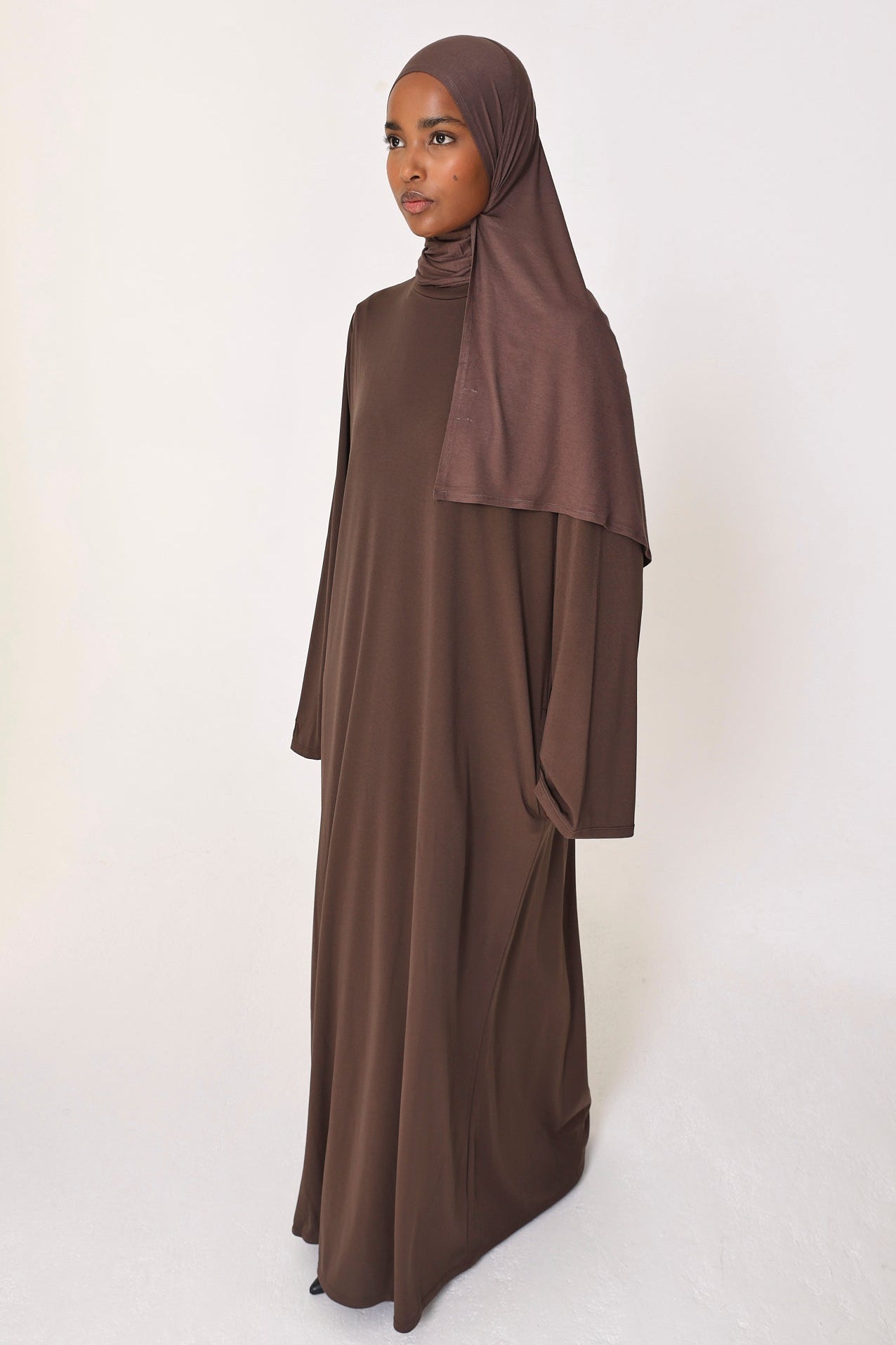 jersey abaya dress Jersey Abaya Set: Long Sleeve Dress, Hijab, Undercap