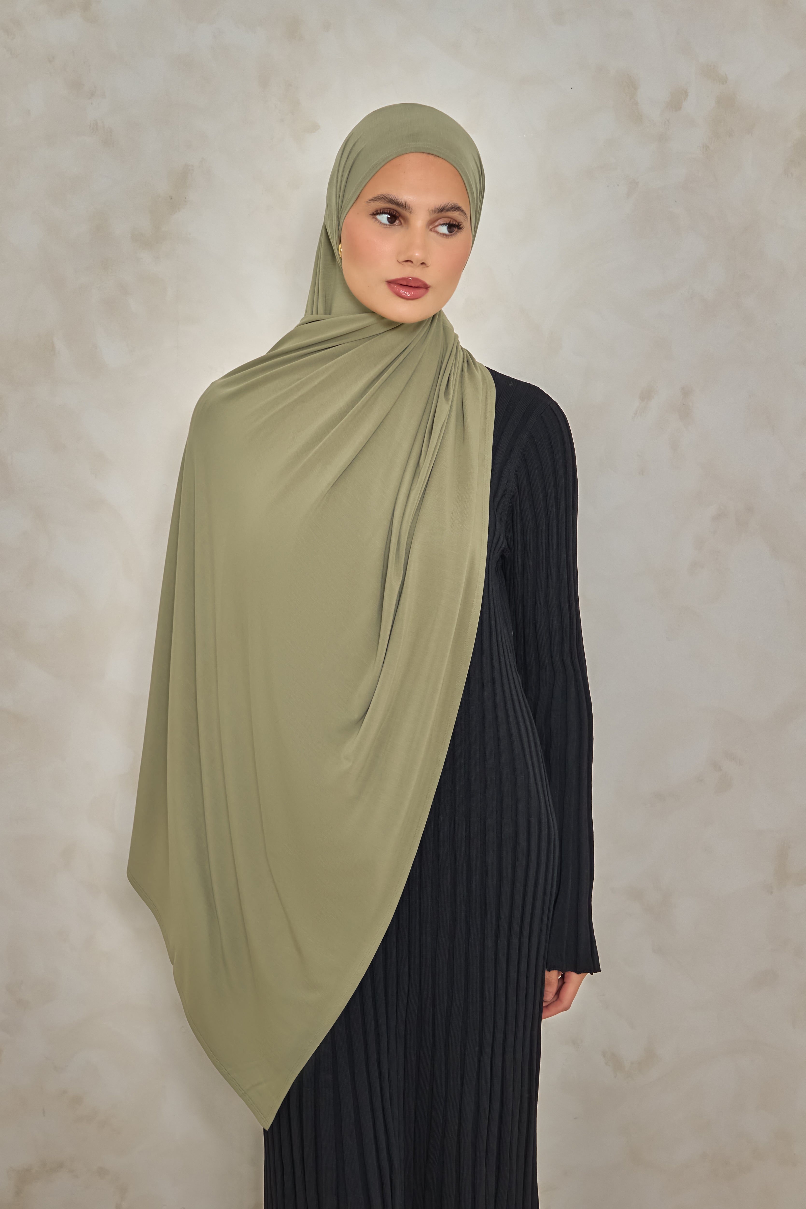 Olive Bamboo Jersey Hijab