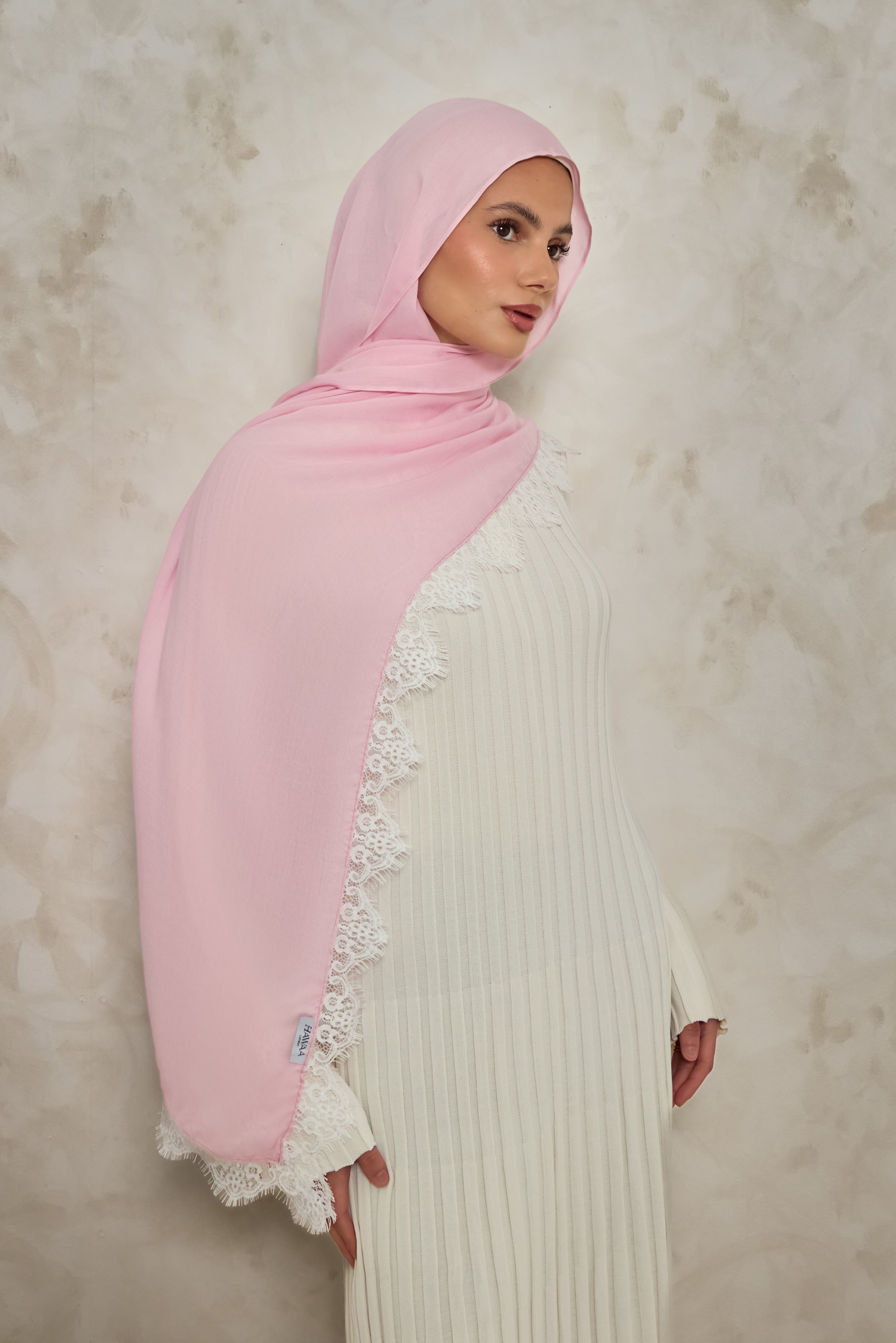 Pink Modal Lace Hijab