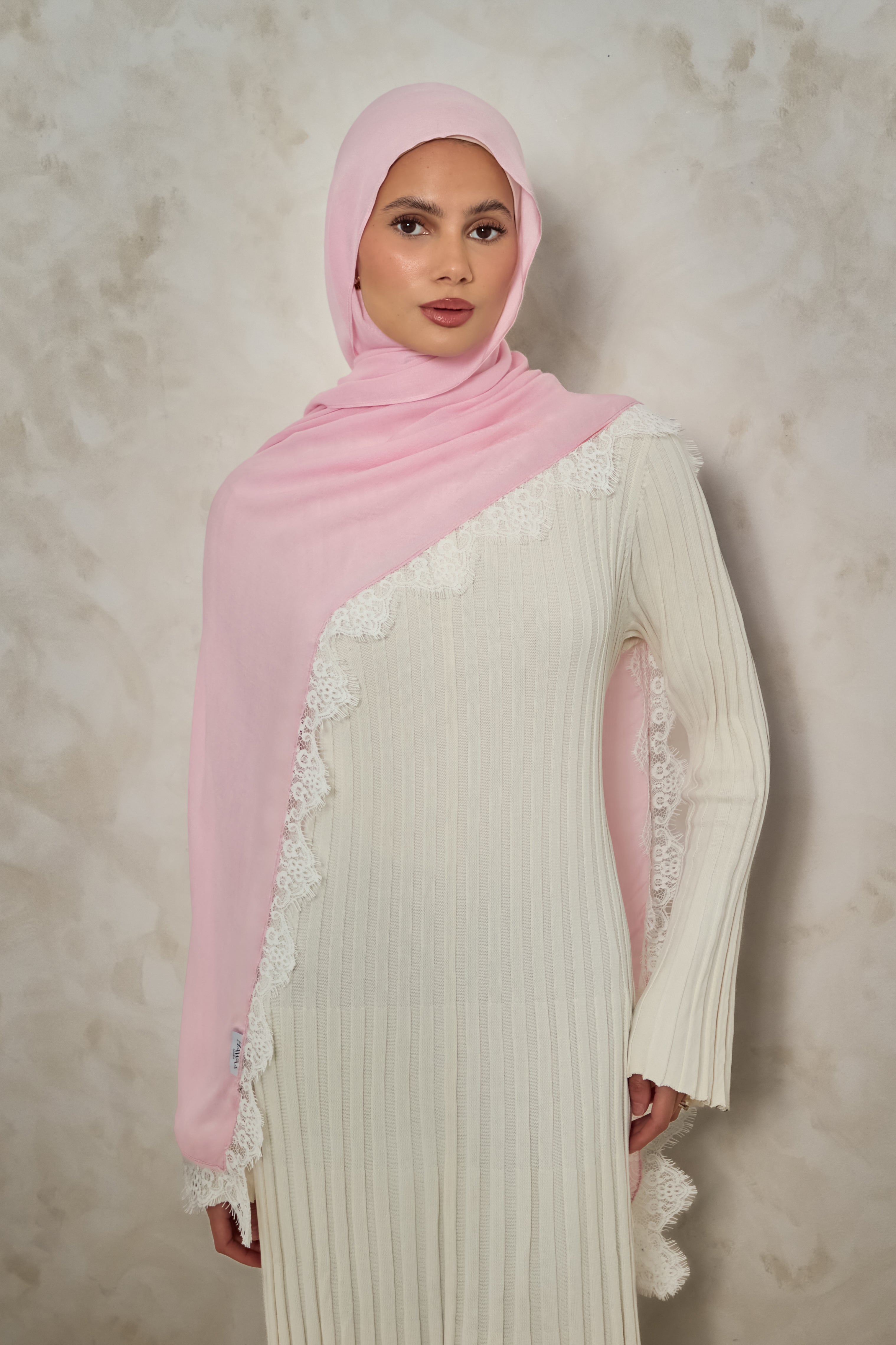 Pink Modal Lace Hijab