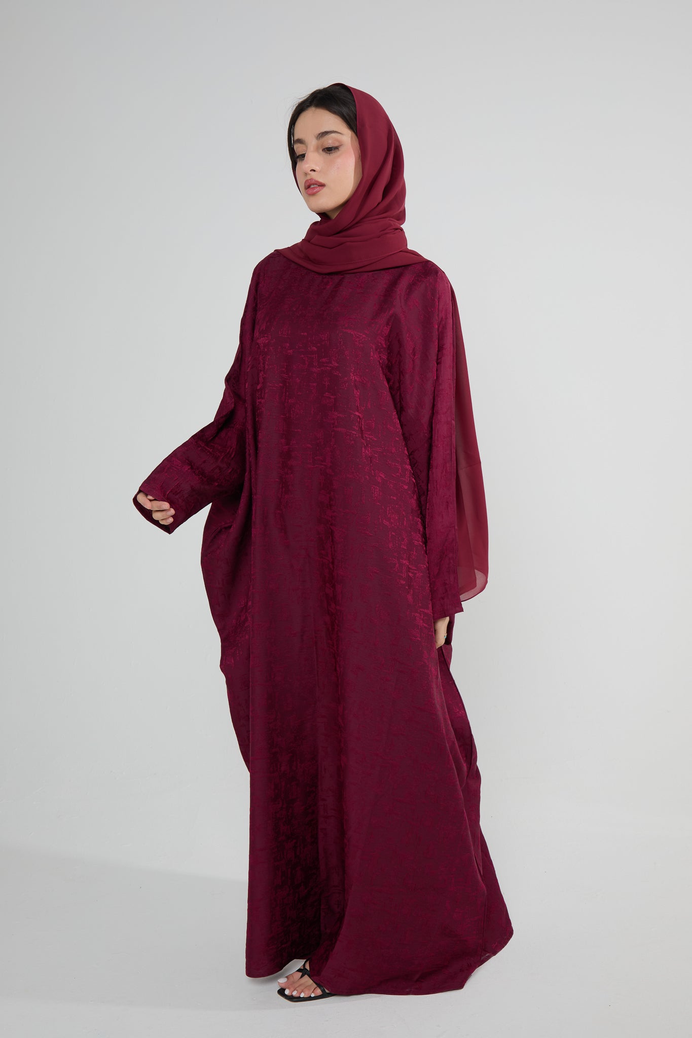 Ruby Jacquard Luxé Butterfly Abaya