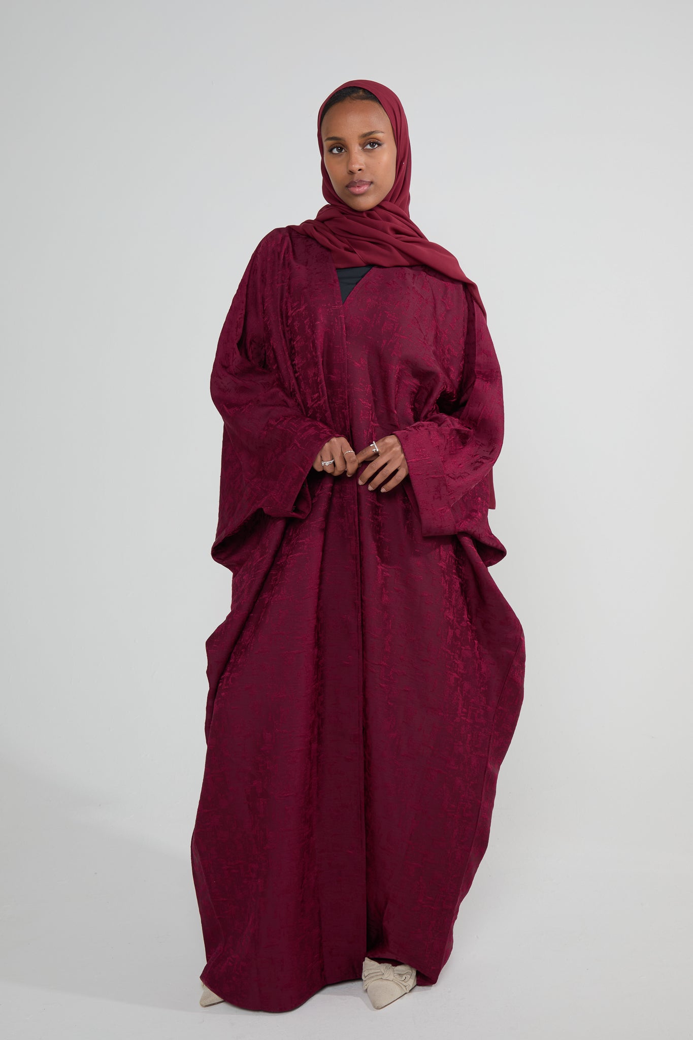 Ruby Jacquard Luxé Wrap Abaya