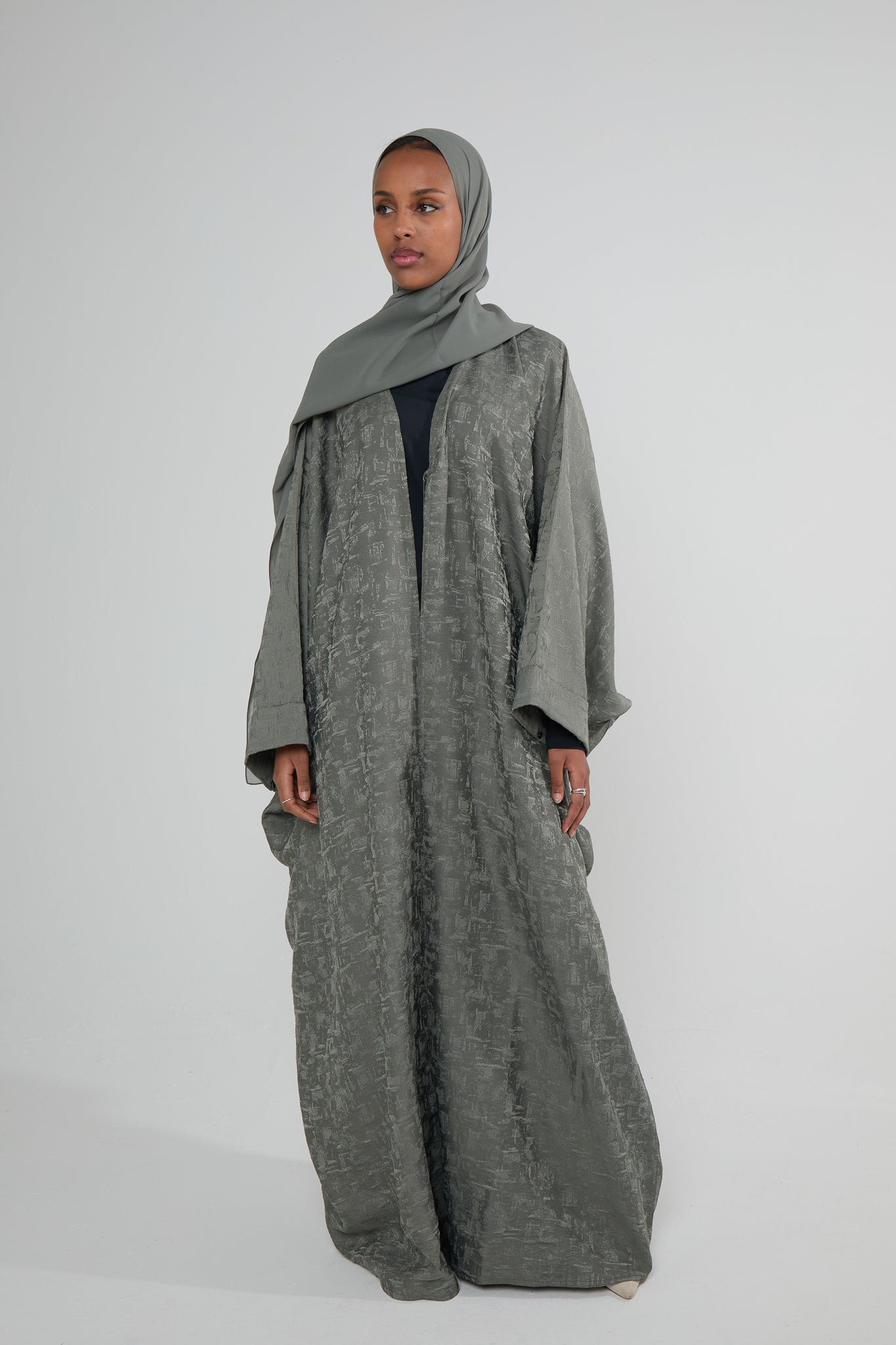 Moss Jacquard Luxé Wrap Abaya