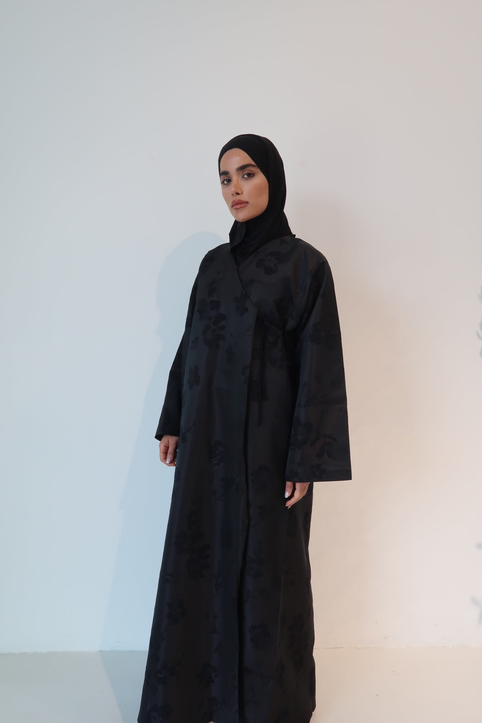 Taffeta Floral Open Abaya
