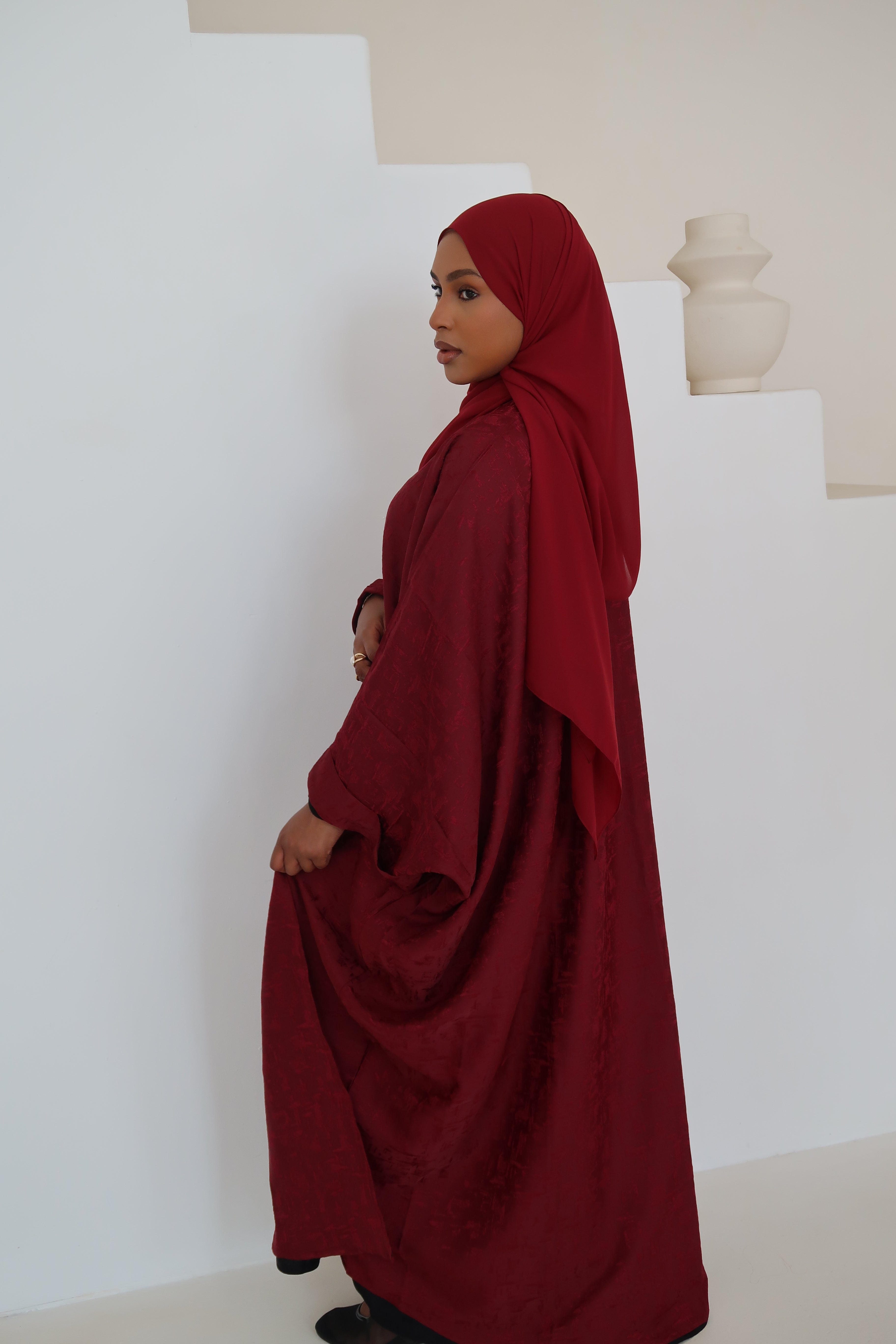 Ruby Jacquard Luxé Wrap Abaya