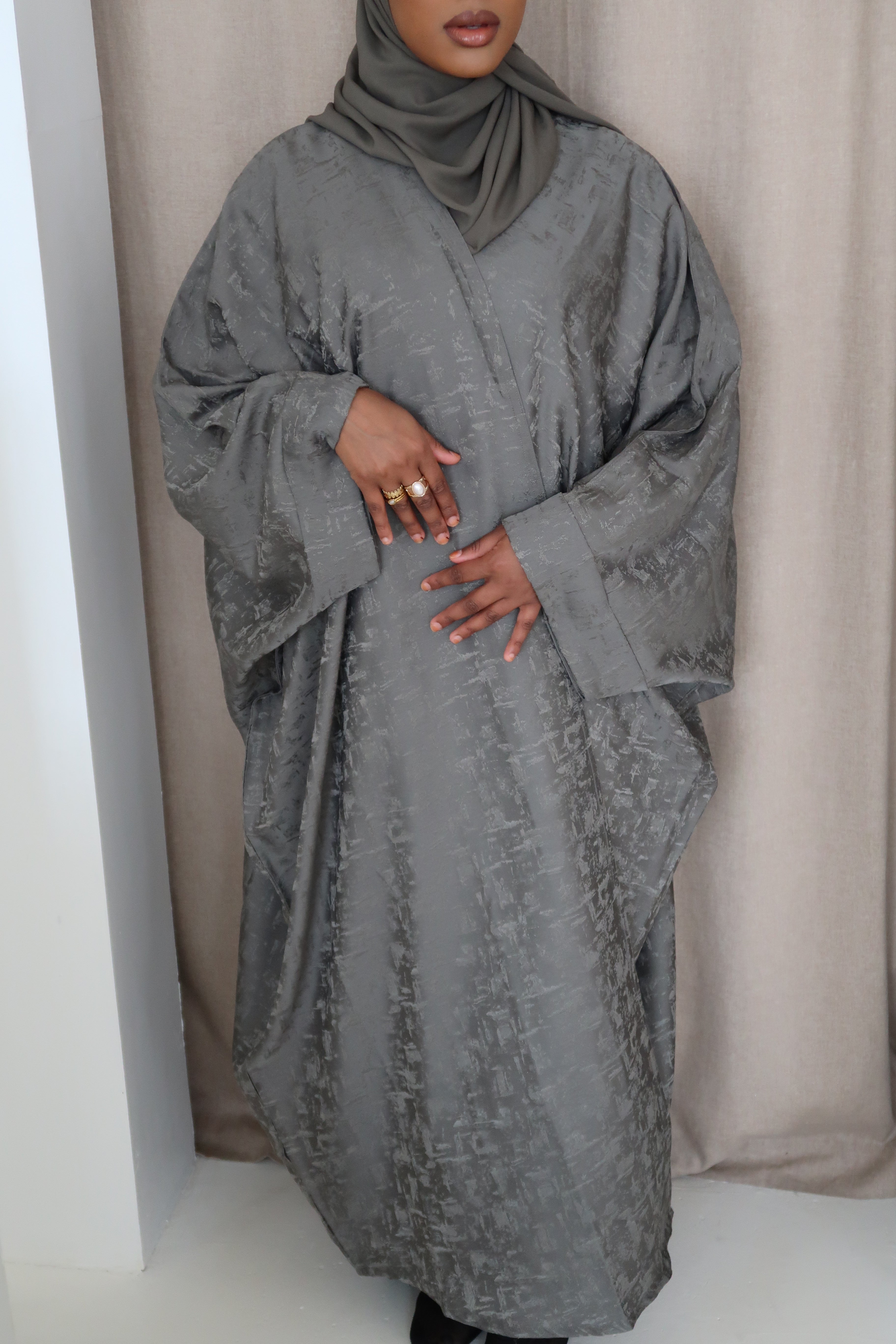 Moss Jacquard Luxé Wrap Abaya