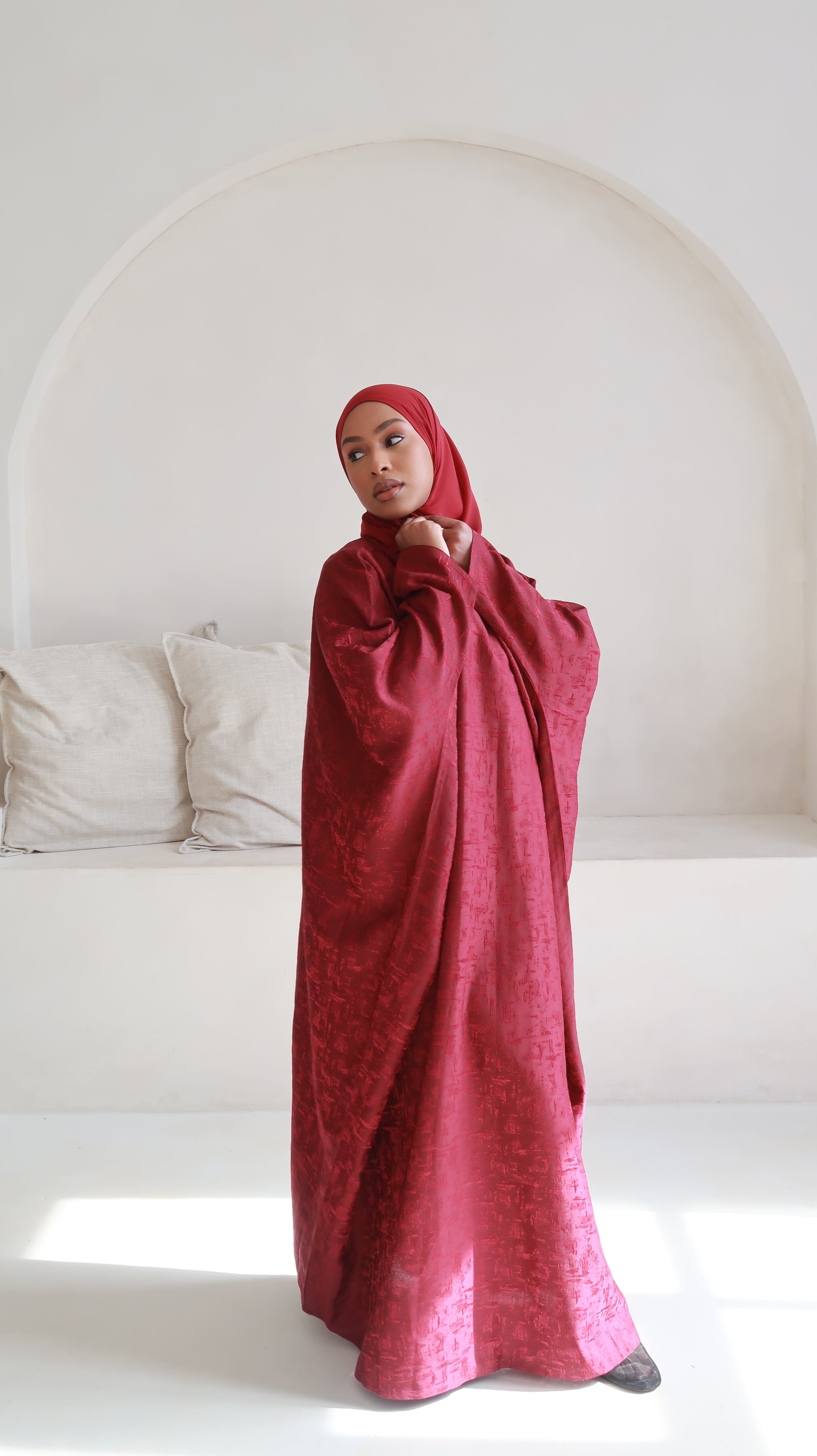 Ruby Jacquard Luxé Butterfly Abaya