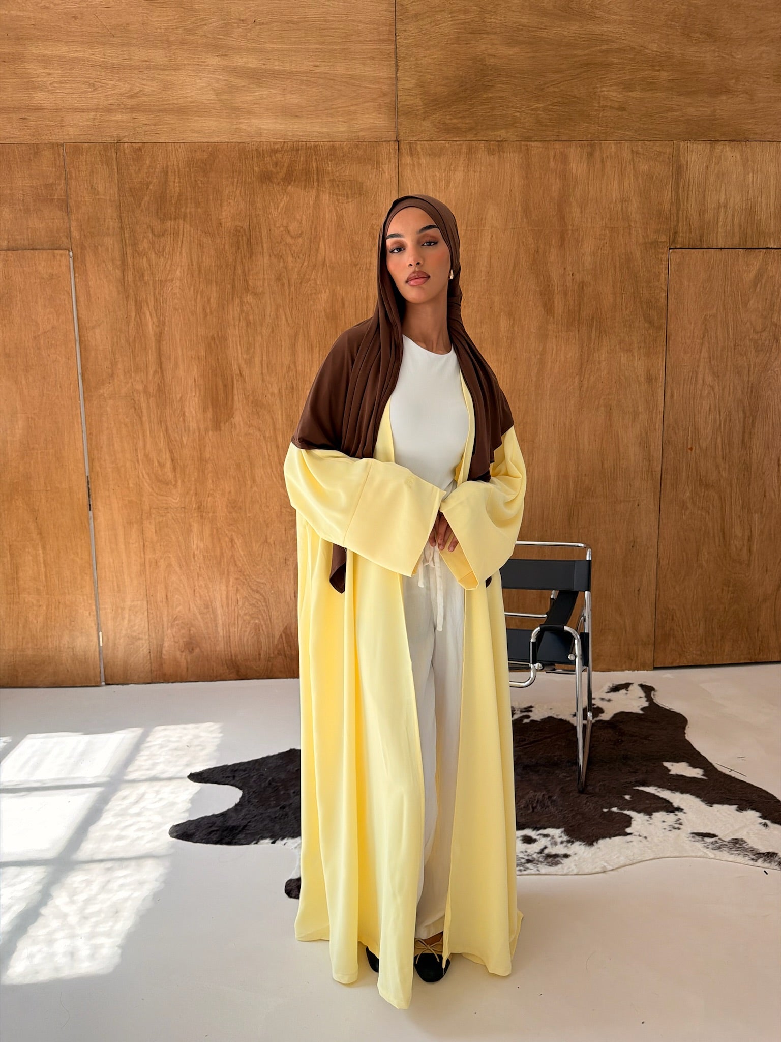Butter Yellow Open Abaya