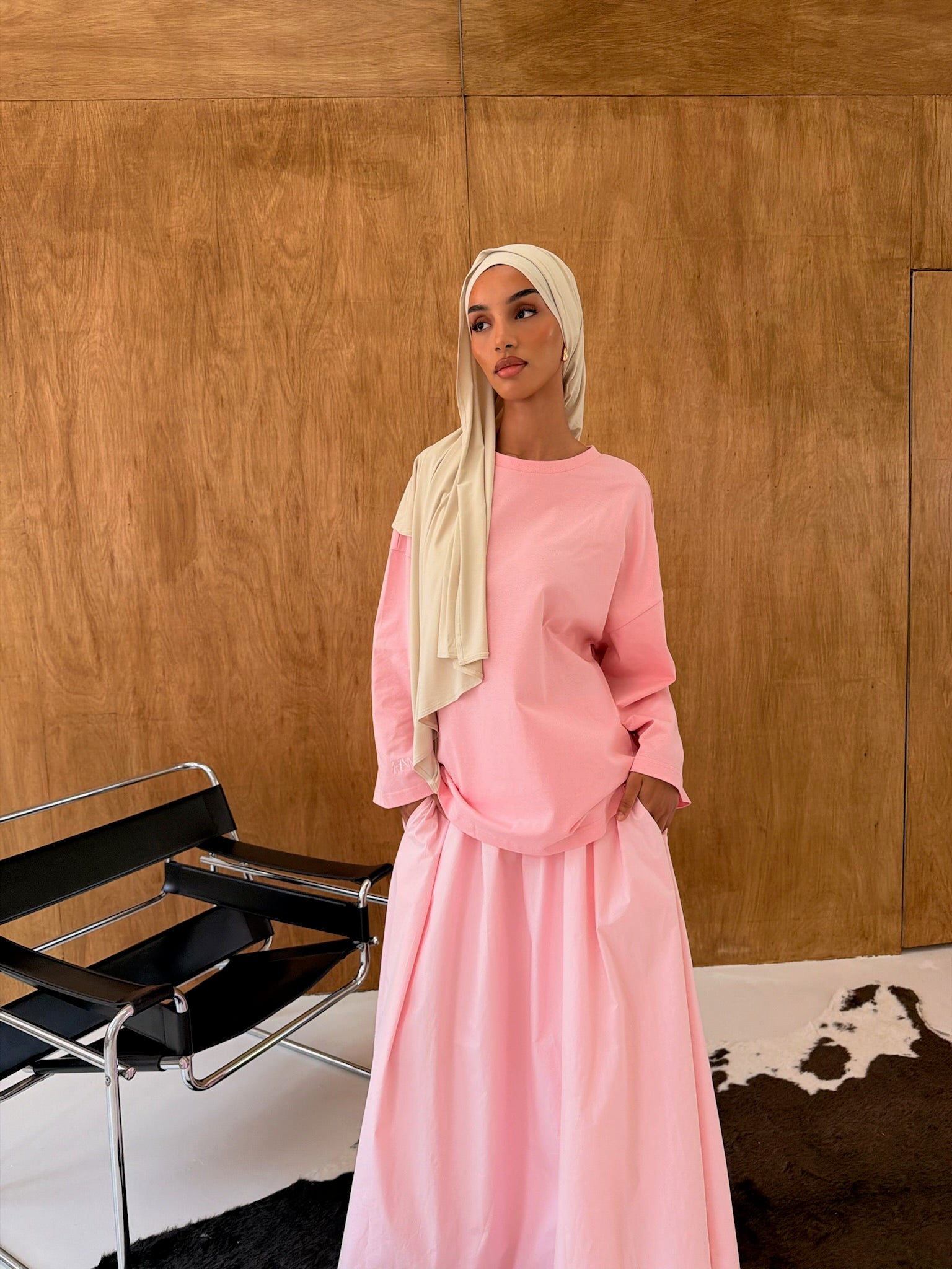 Pink Poplin Cotton Skirt