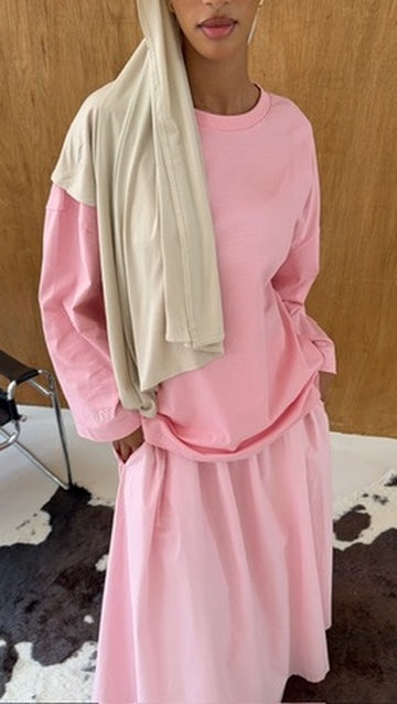 Pink Cotton Oversized Tee