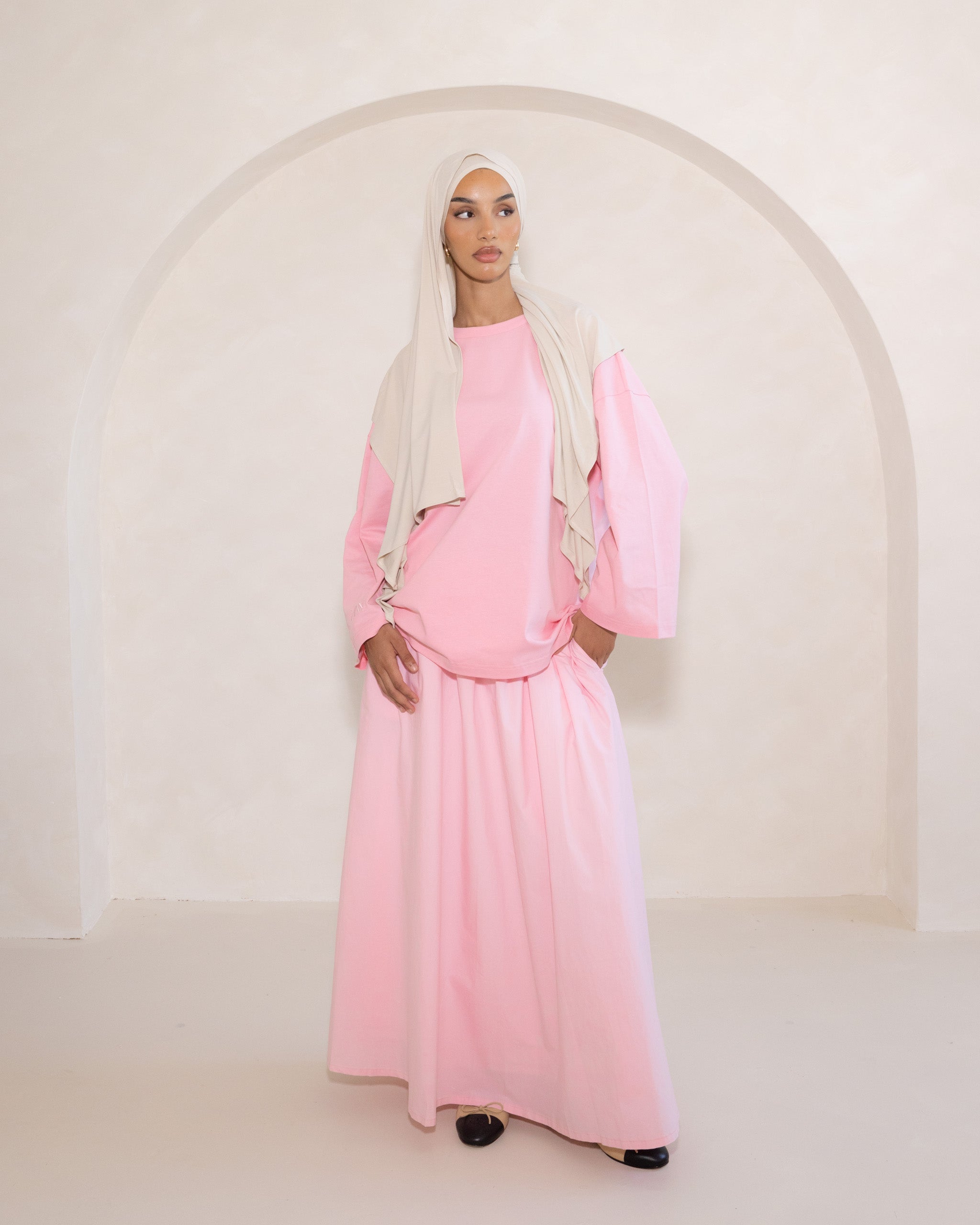 Pink Poplin Cotton Skirt