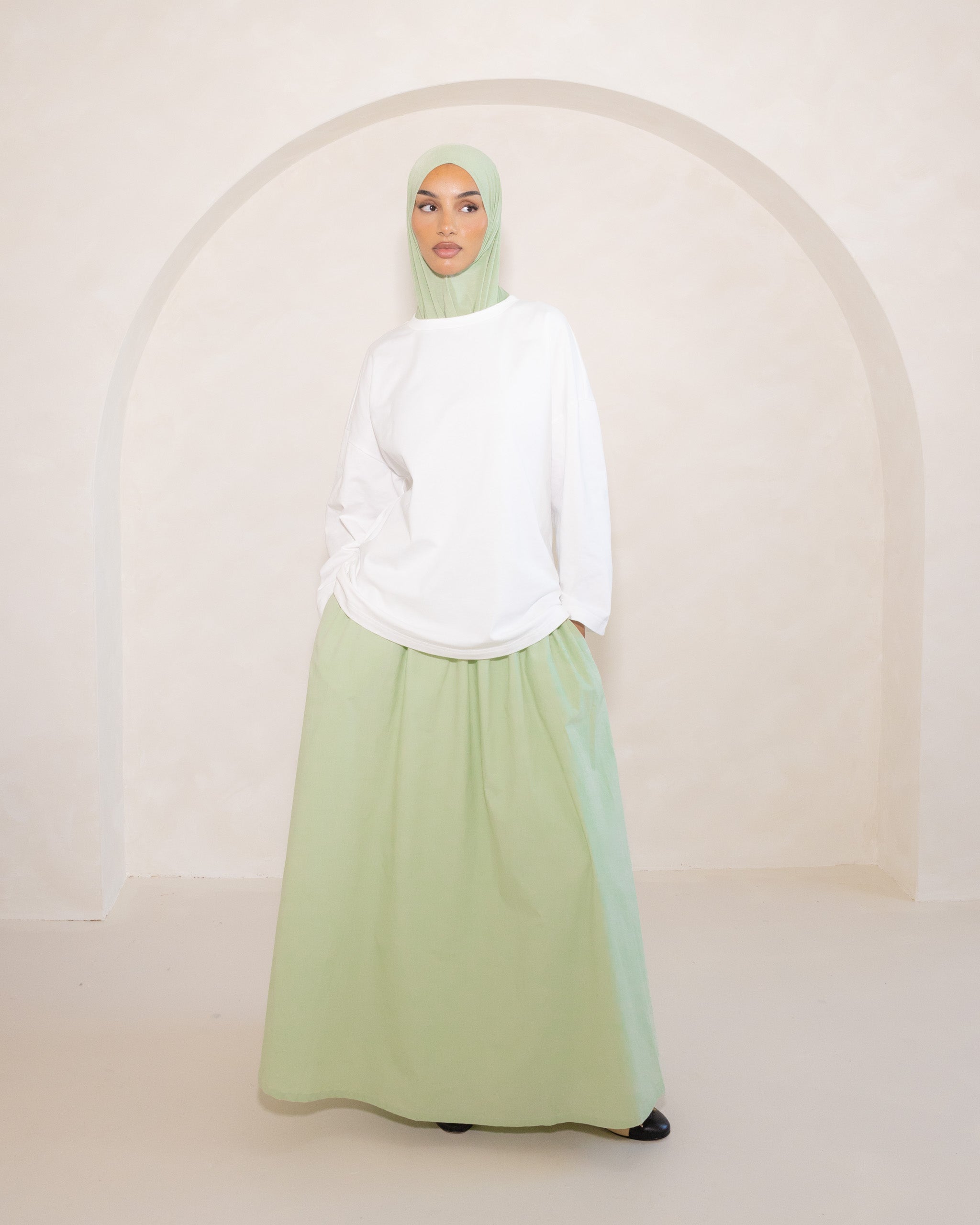 Mint Poplin Cotton Skirt