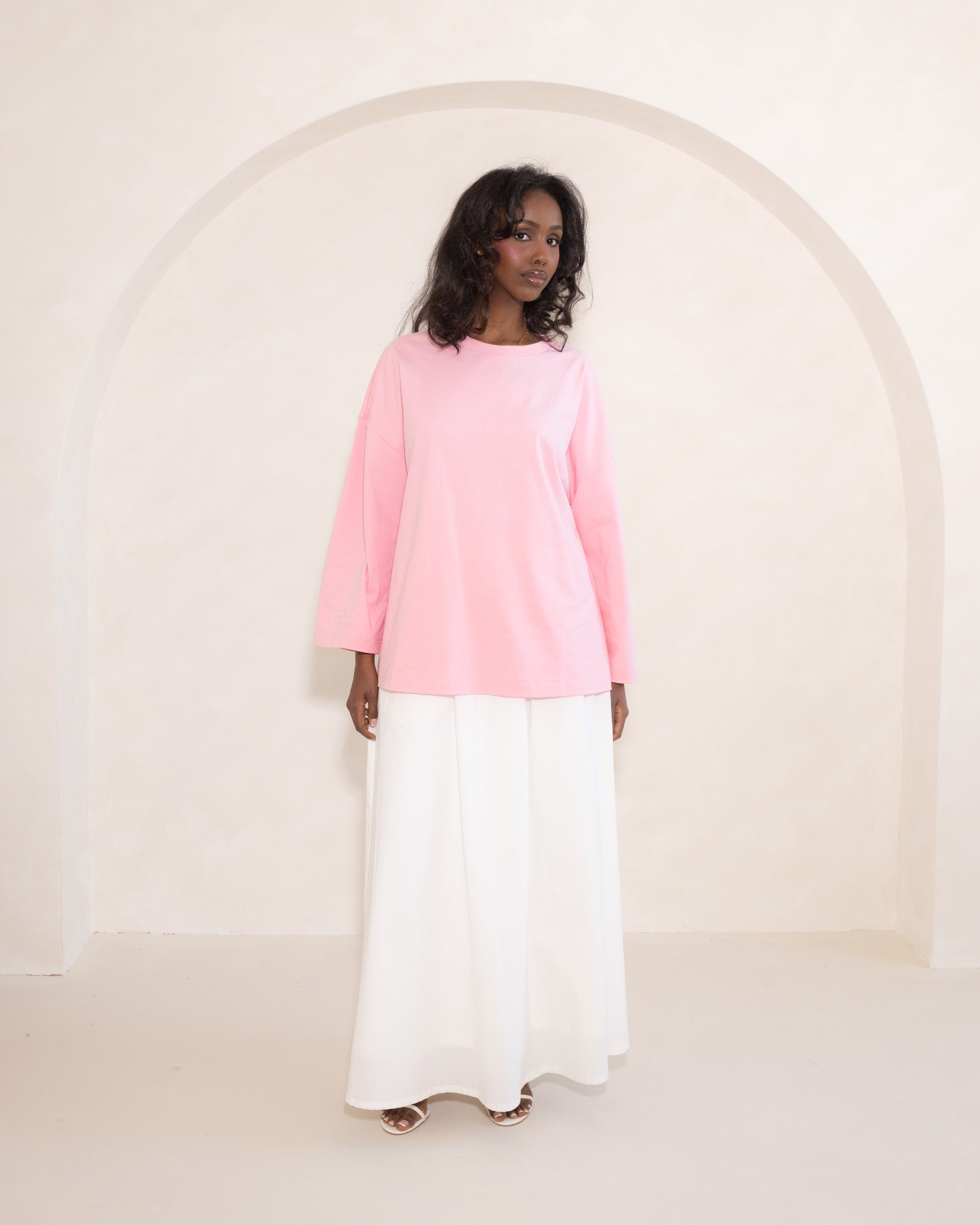 Pink Cotton Oversized Tee