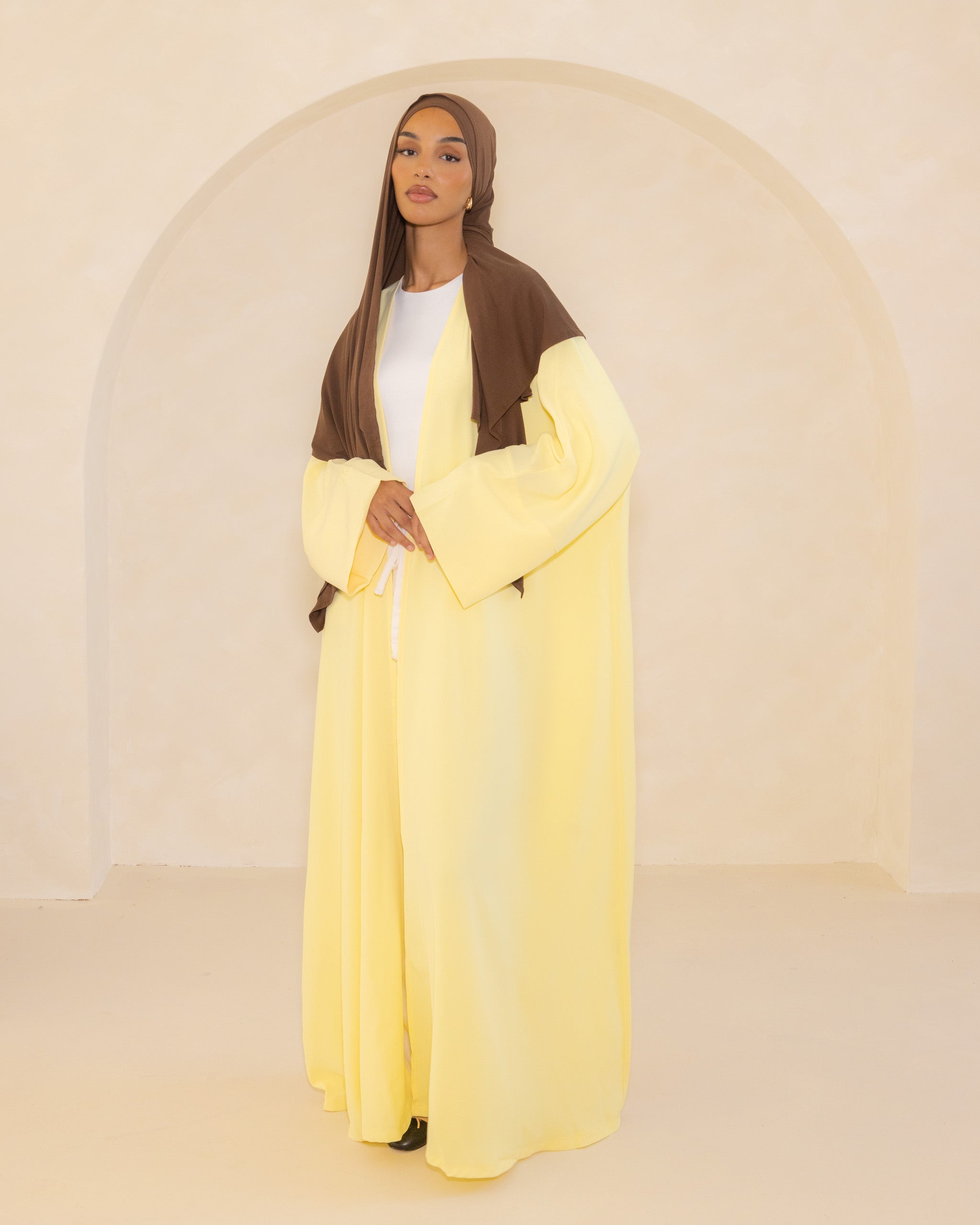 Butter Yellow Open Abaya