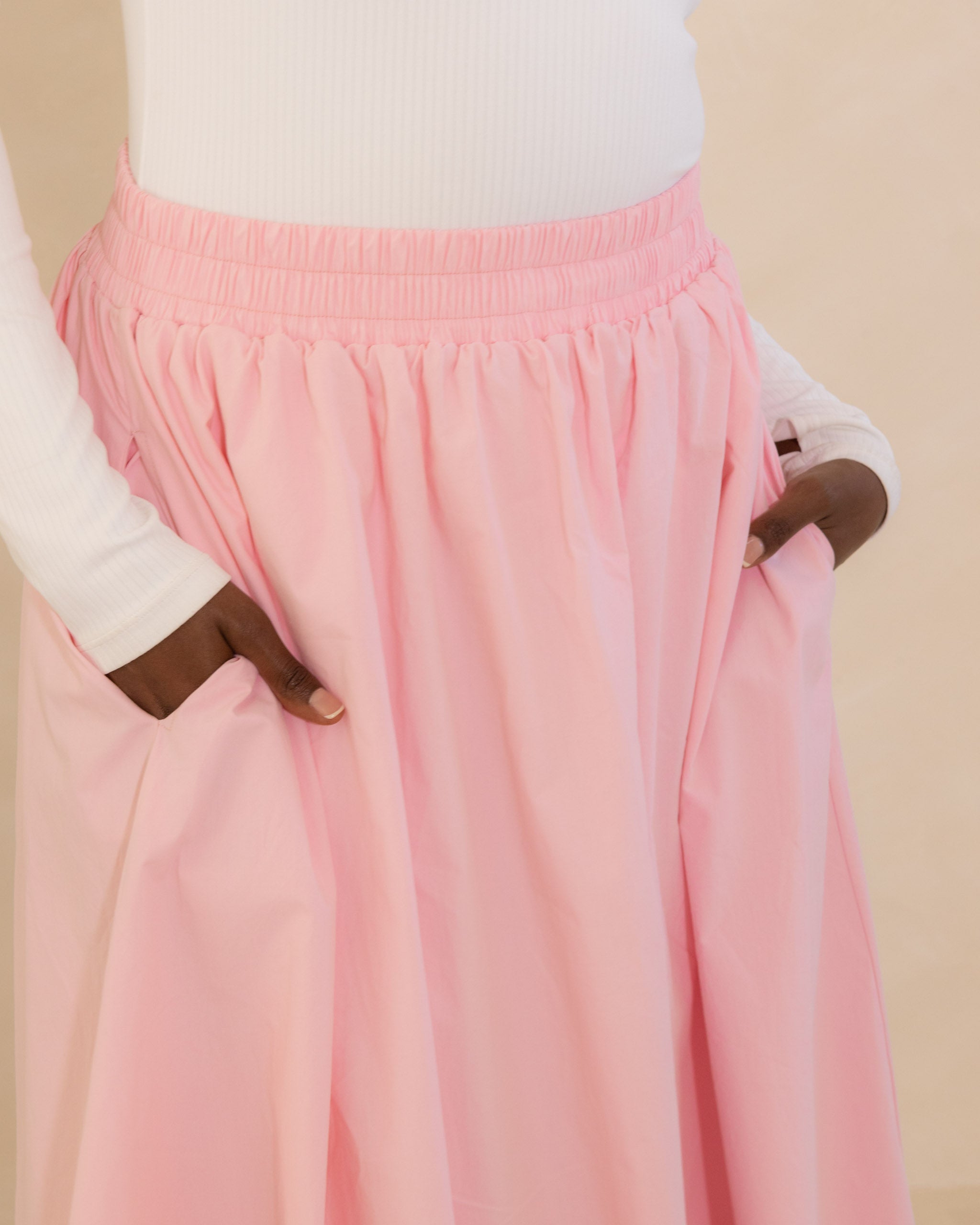 Pink Poplin Cotton Skirt