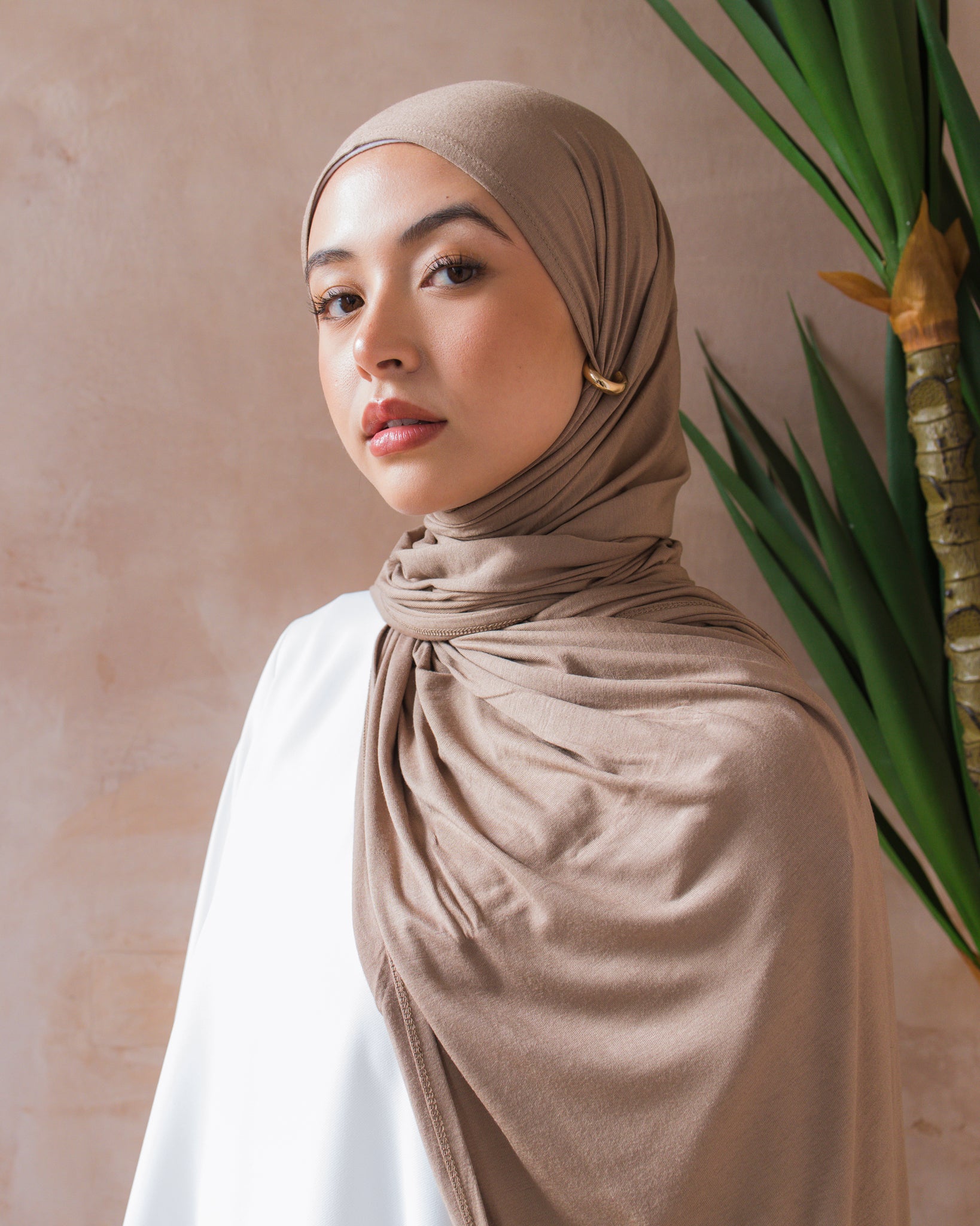 Light Brown Cotton Jersey Hijab