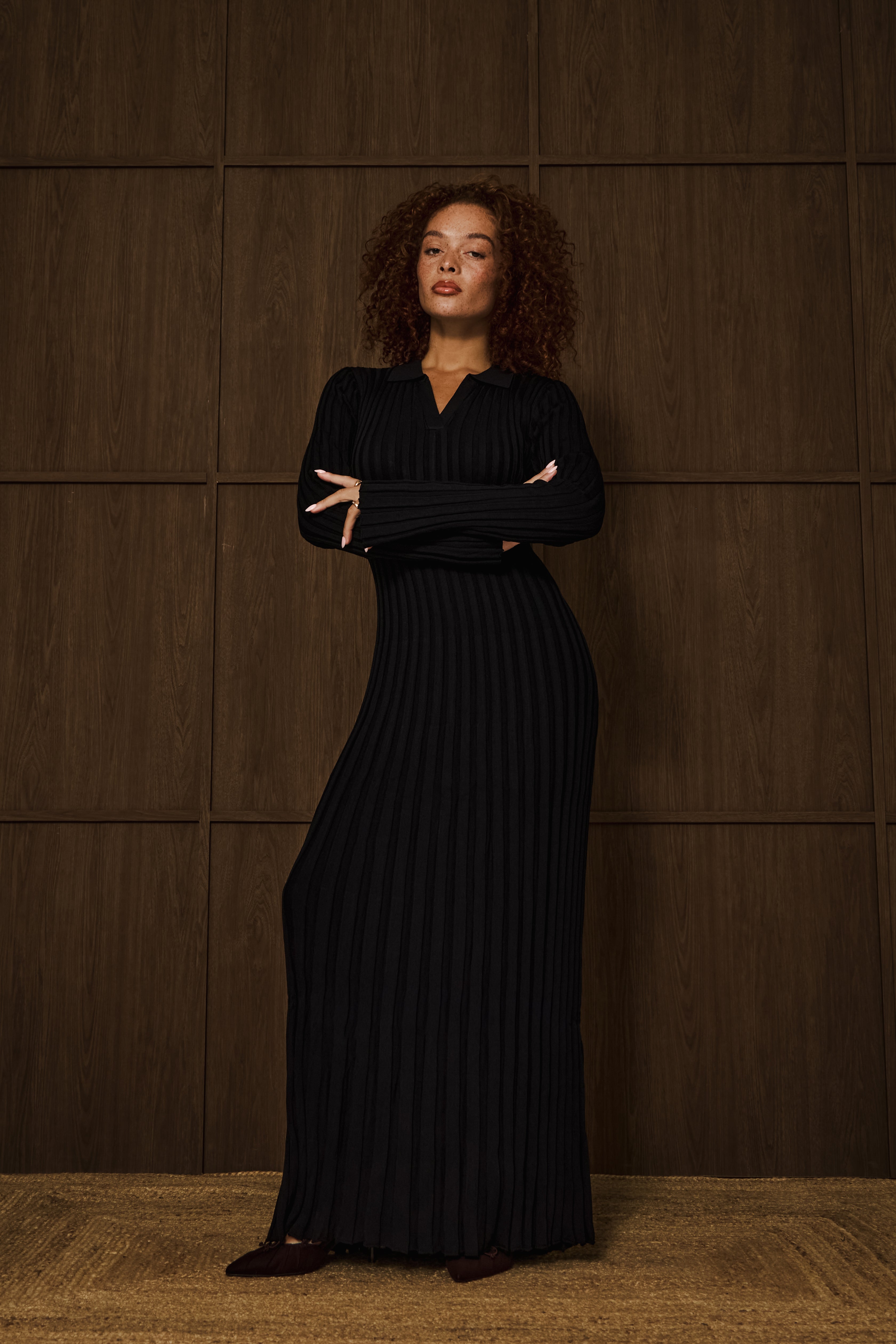 Black Knit Rib Dress