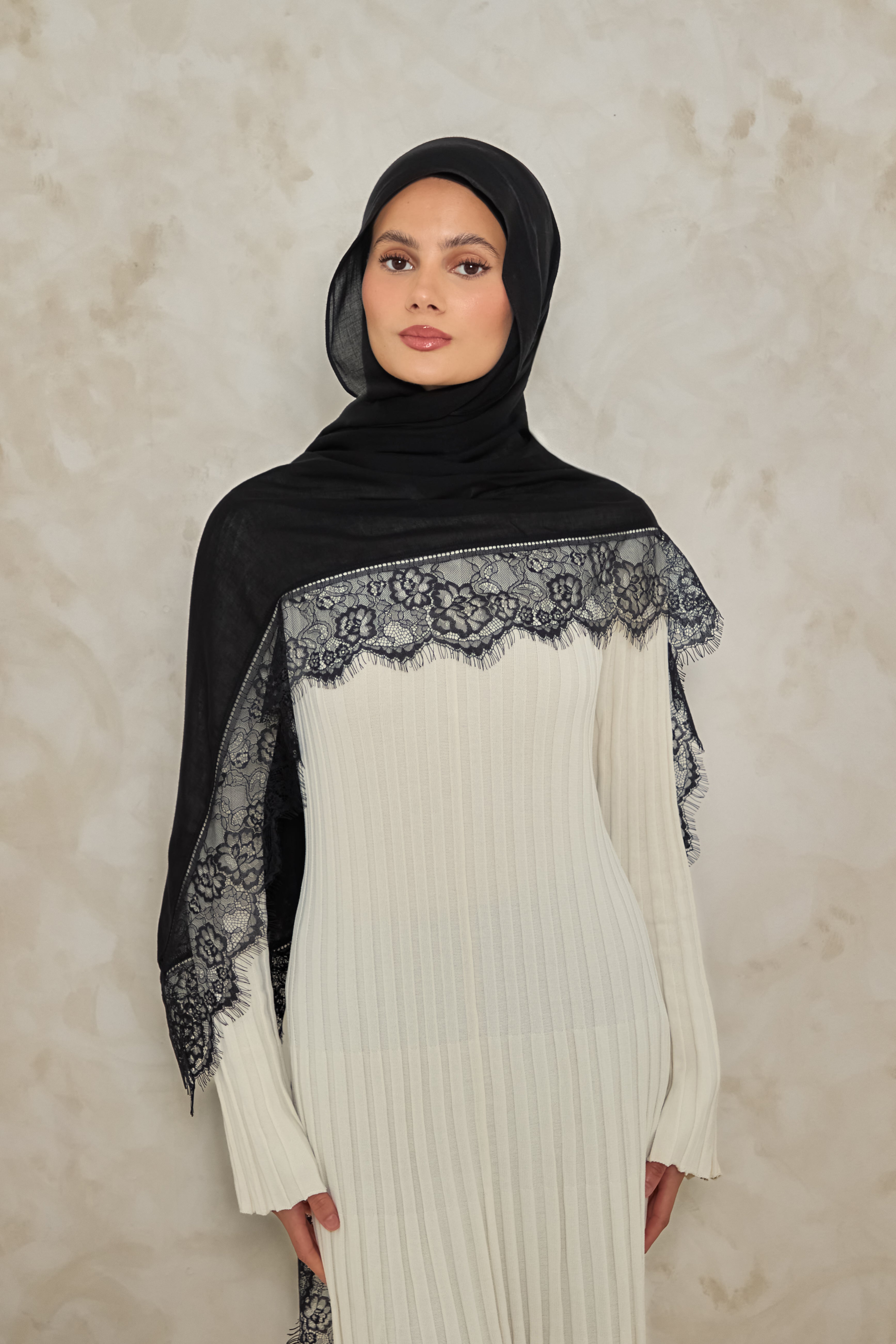 Black Lace Modal Hijab