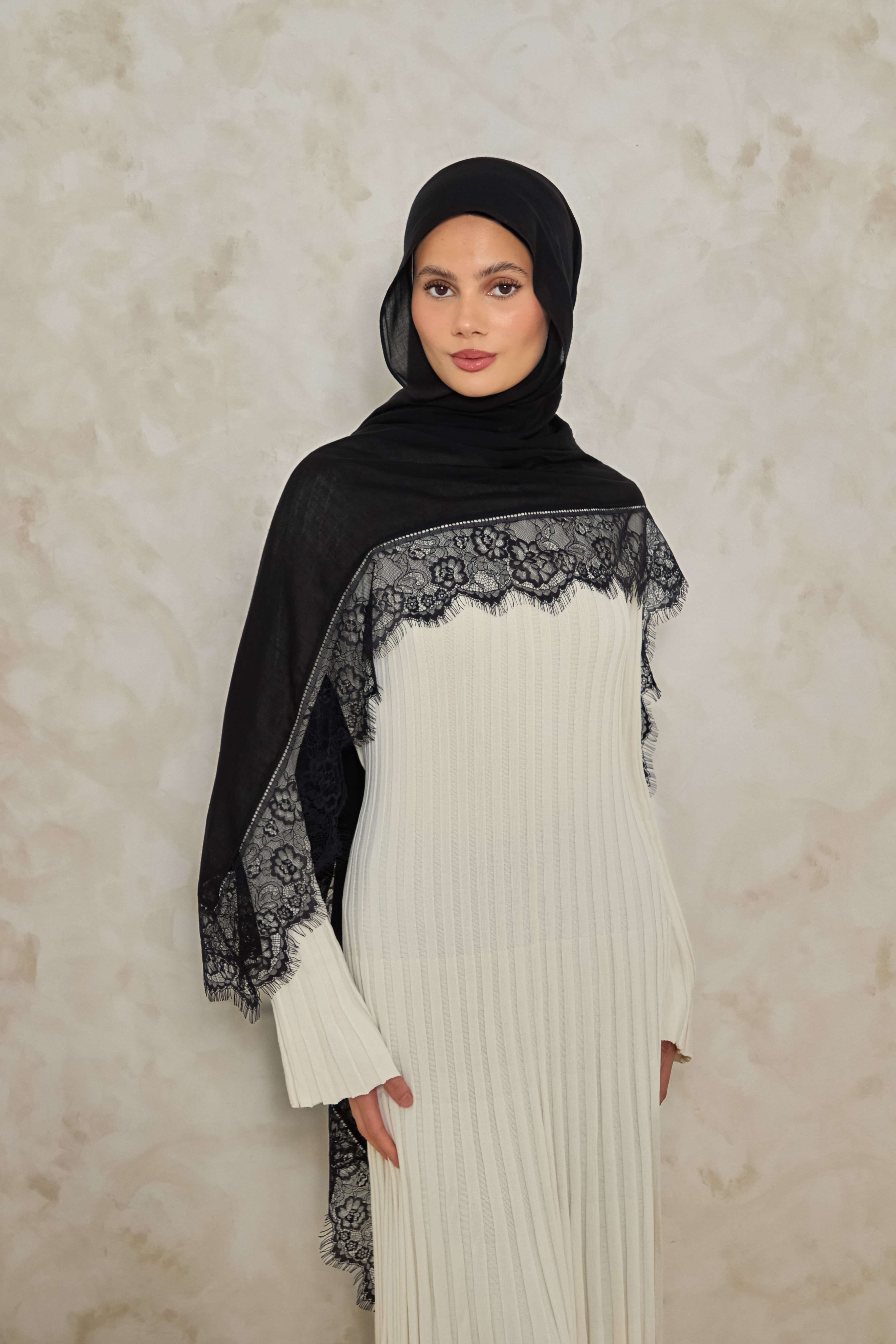 Black Lace Modal Hijab