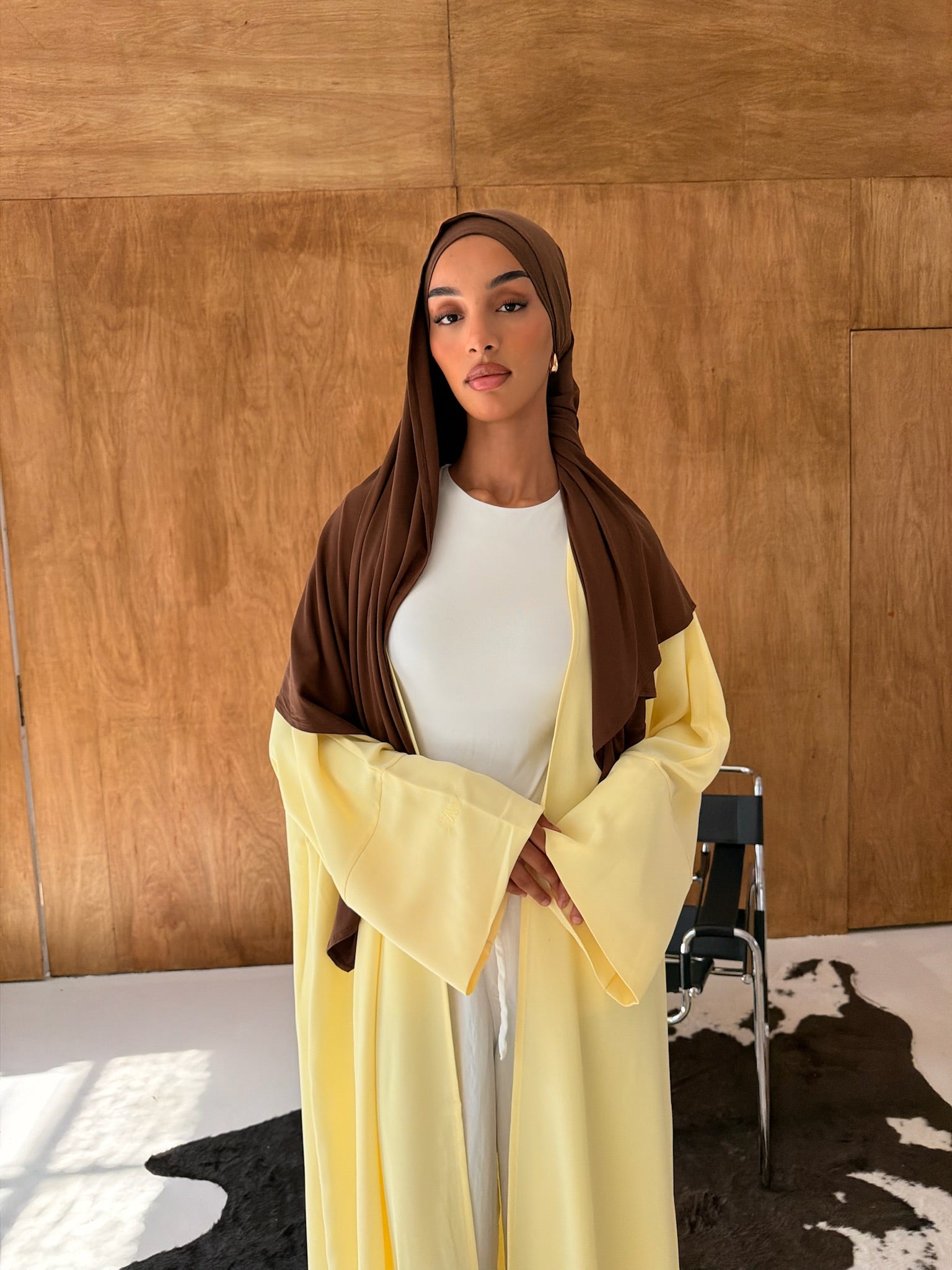 Butter Yellow Open Abaya