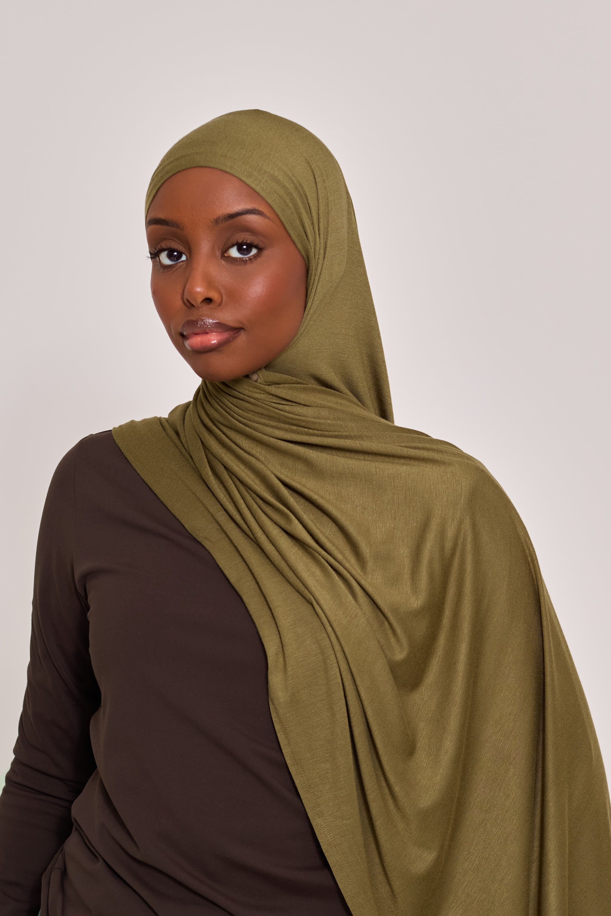 Khaki Cotton Jersey Hijab