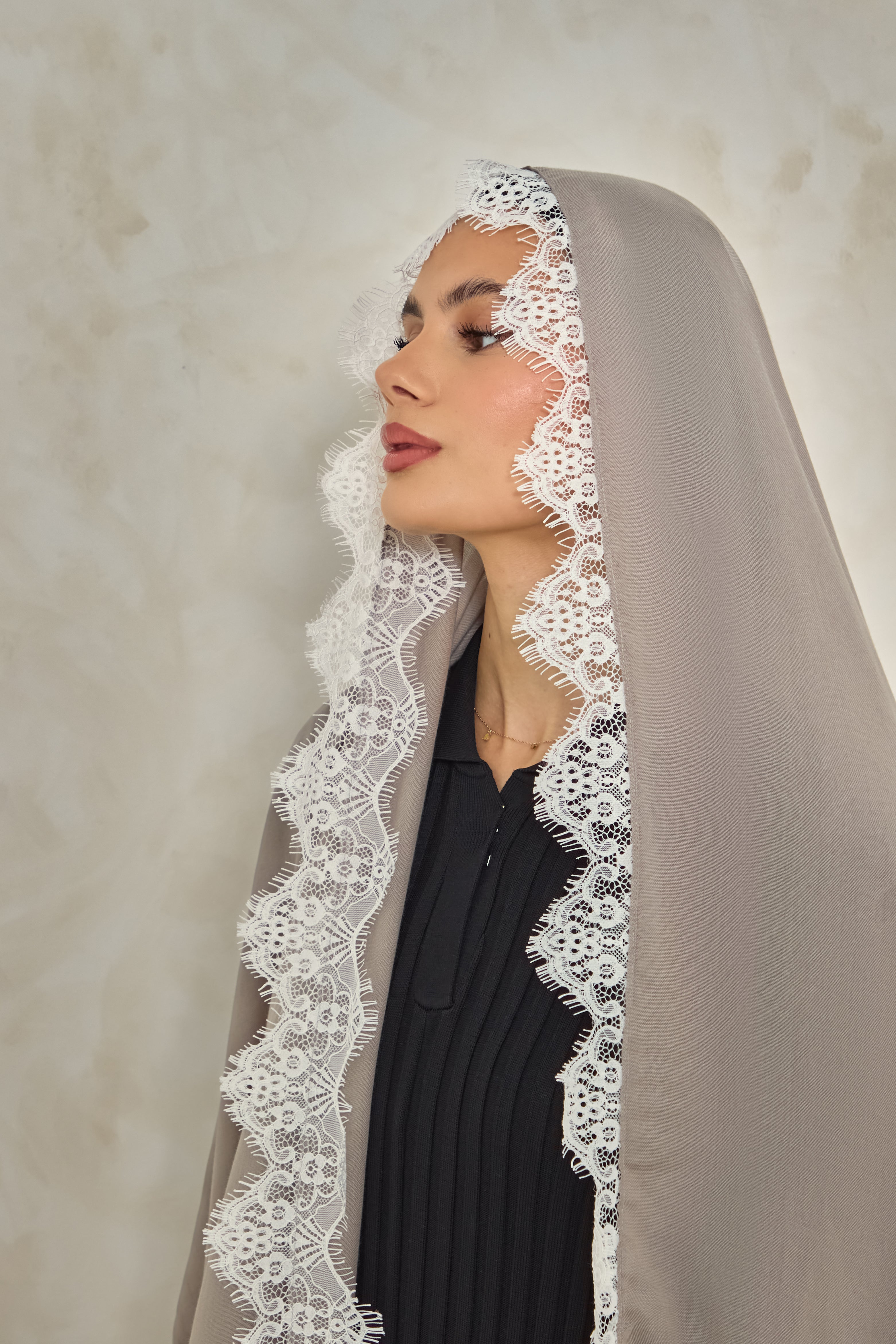 Stone Modal Lace Hijab