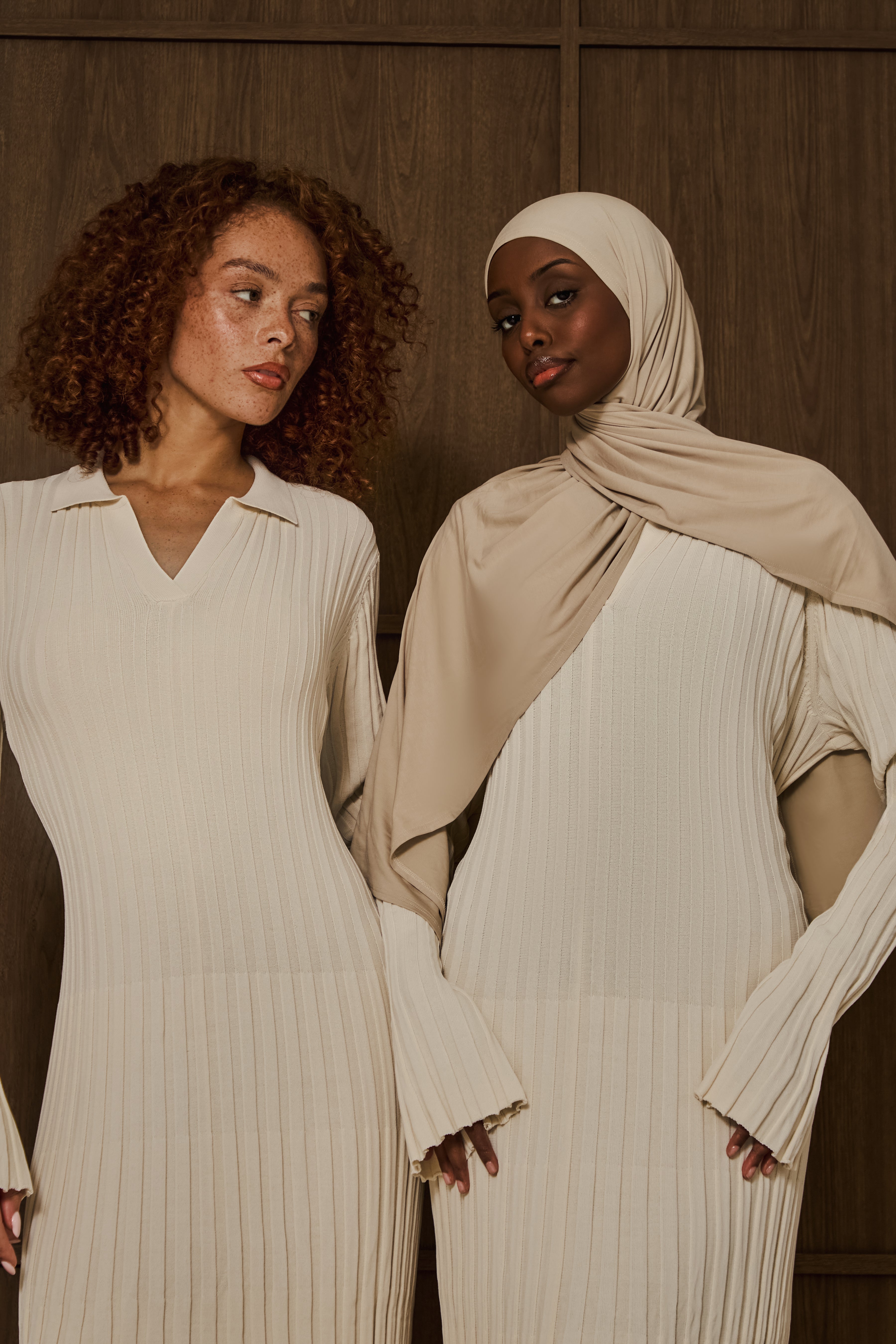 Creme Knit Rib Dress