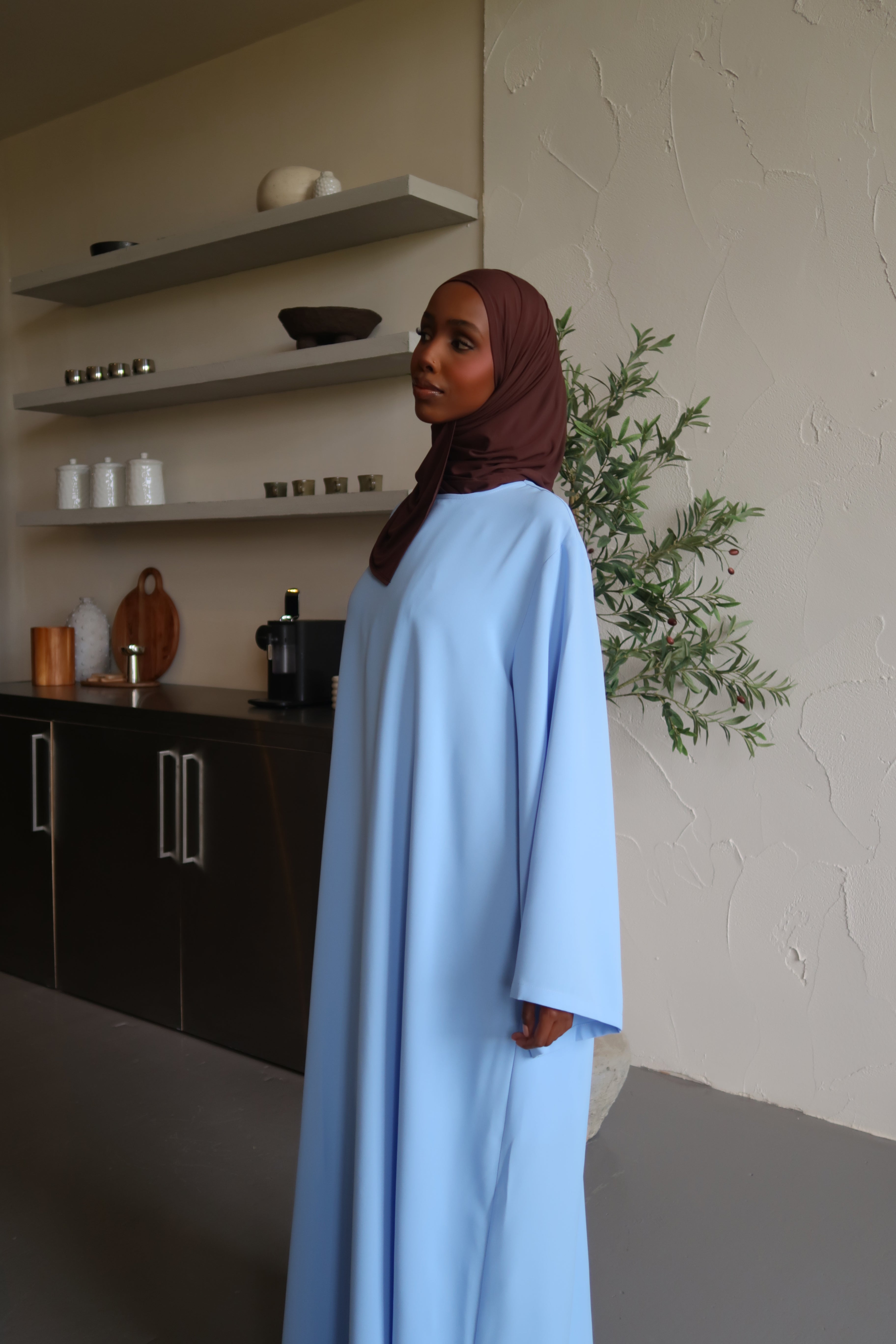 Pastel Blue Spanish Sleeve Abaya