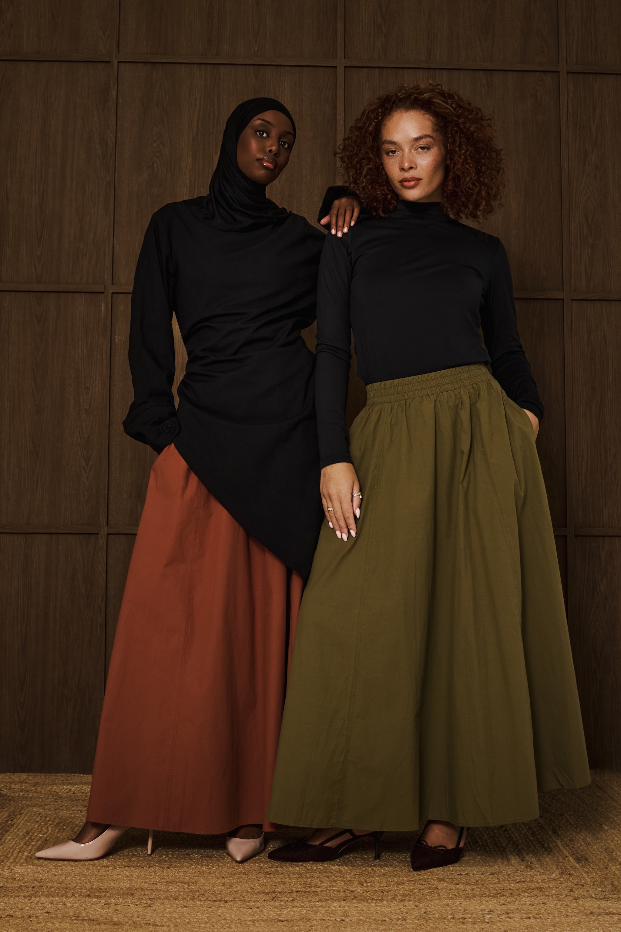 Amber Brown Poplin Cotton Skirt