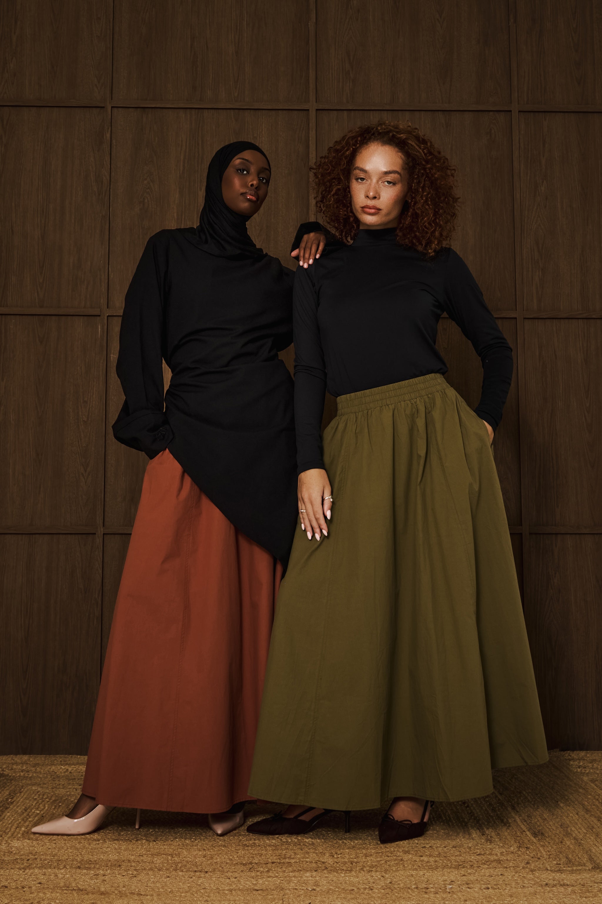 Amber Brown Poplin Cotton Skirt